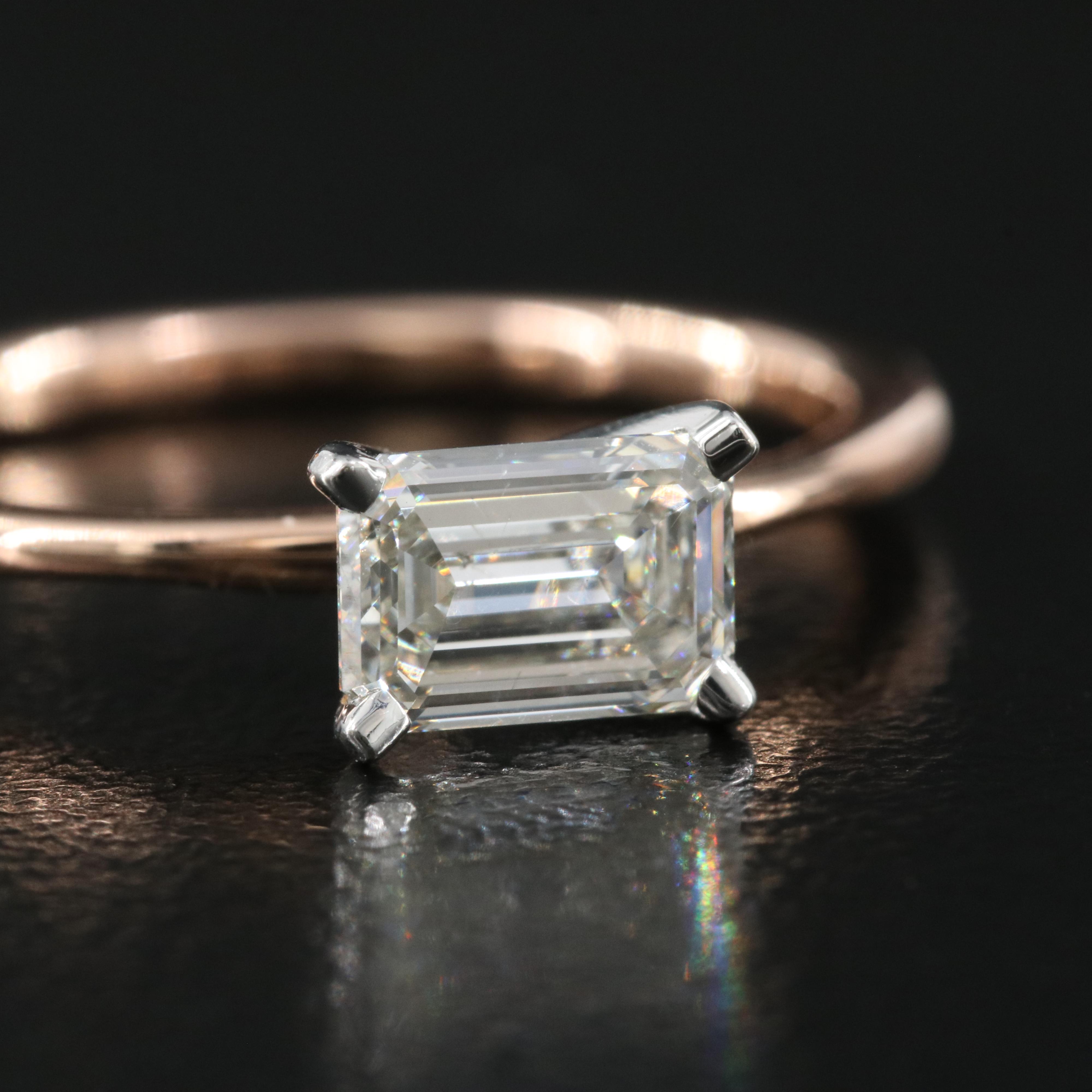 14K Rose Gold 0.86 CT Lab Grown Diamond Solitaire Ring with IGI Online Report