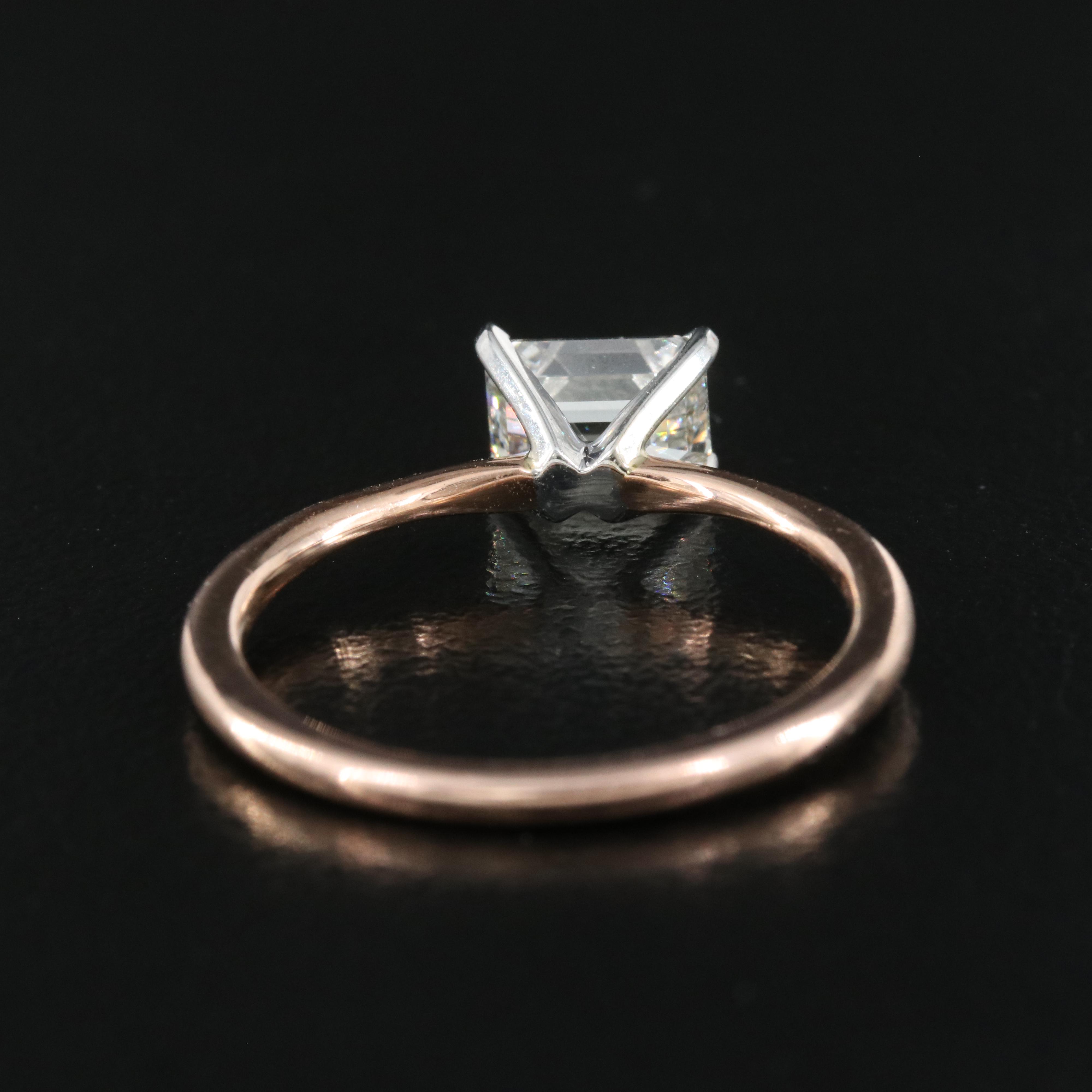 14K Rose Gold 0.86 CT Lab Grown Diamond Solitaire Ring with IGI Online Report