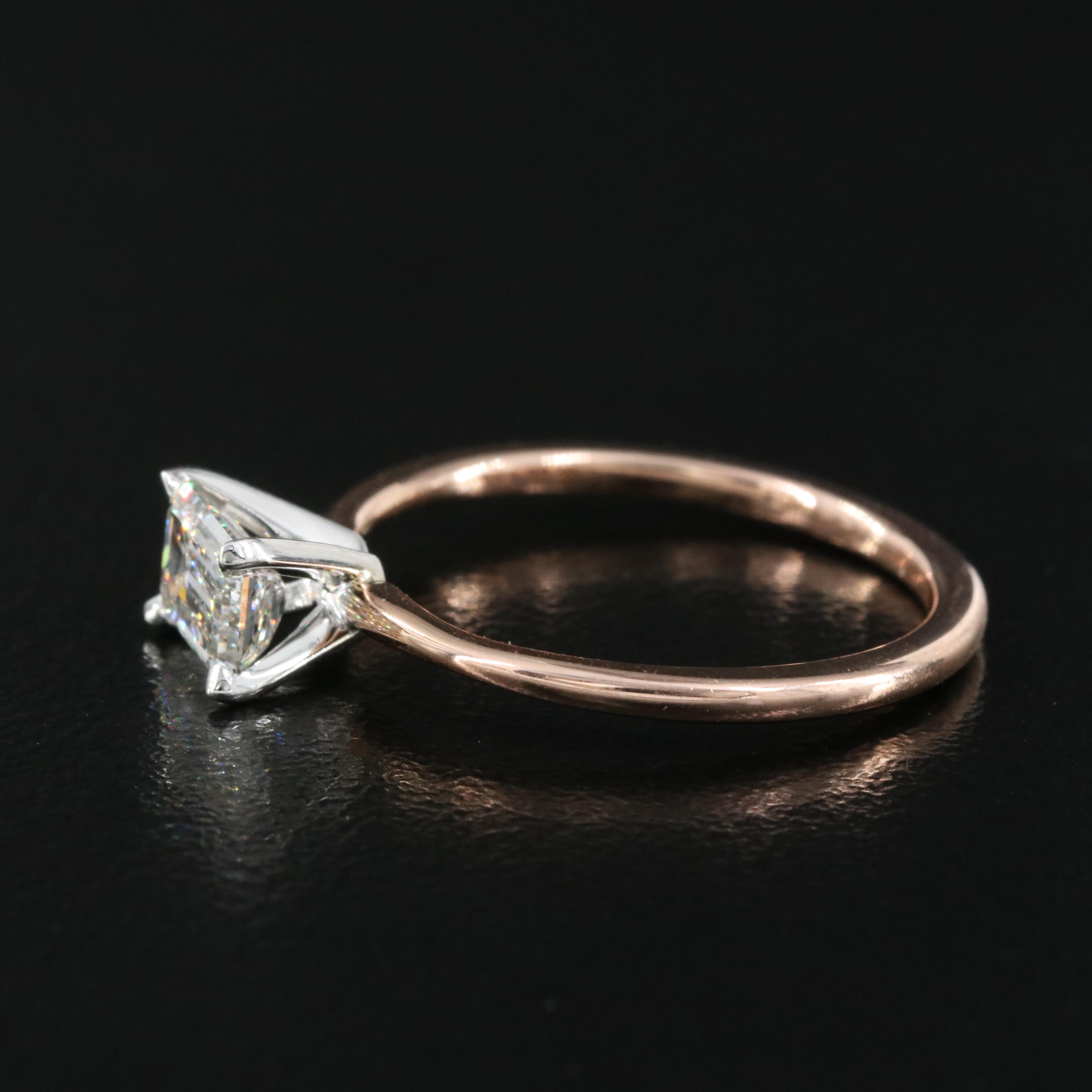 14K Rose Gold 0.86 CT Lab Grown Diamond Solitaire Ring with IGI Online Report