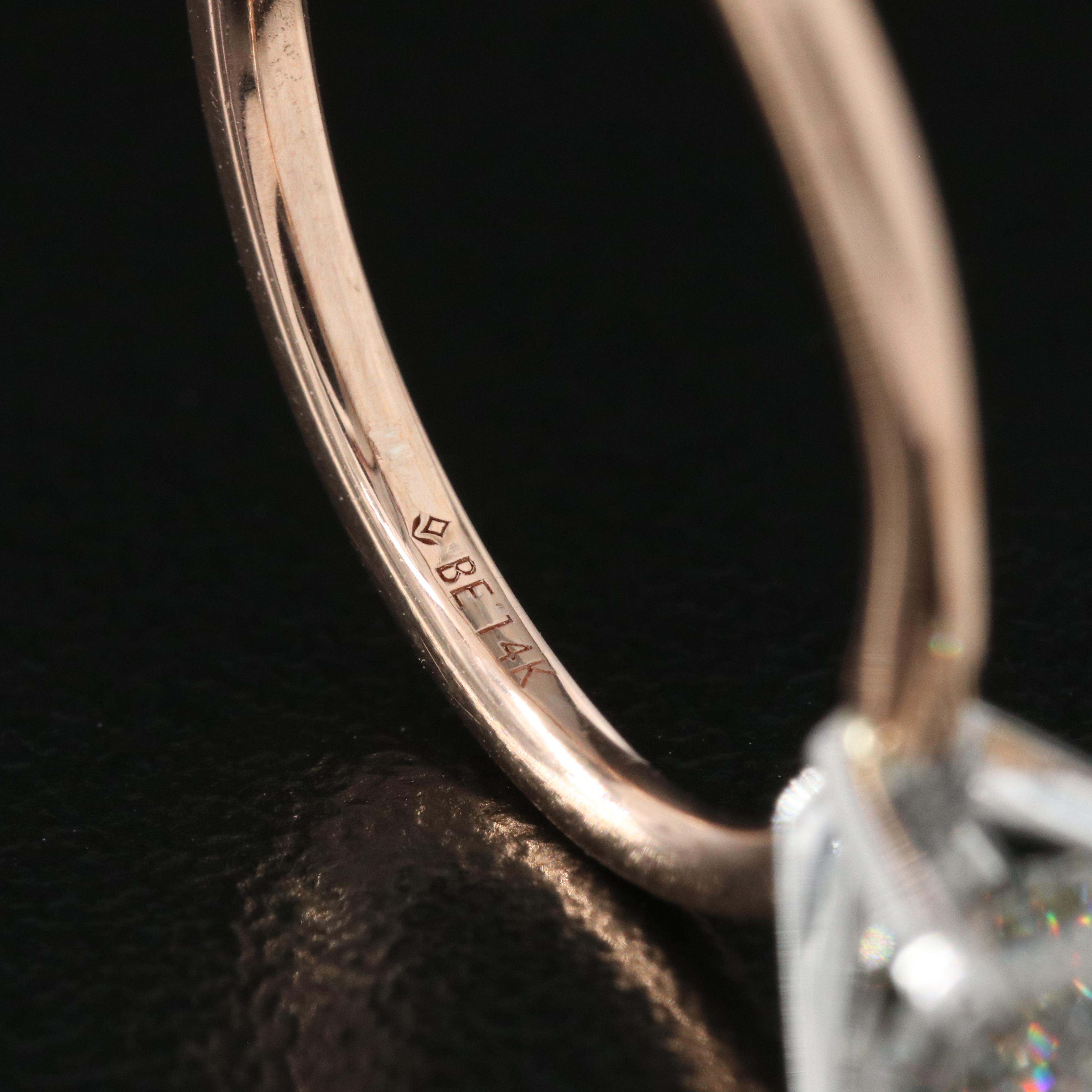 14K Rose Gold 0.86 CT Lab Grown Diamond Solitaire Ring with IGI Online Report