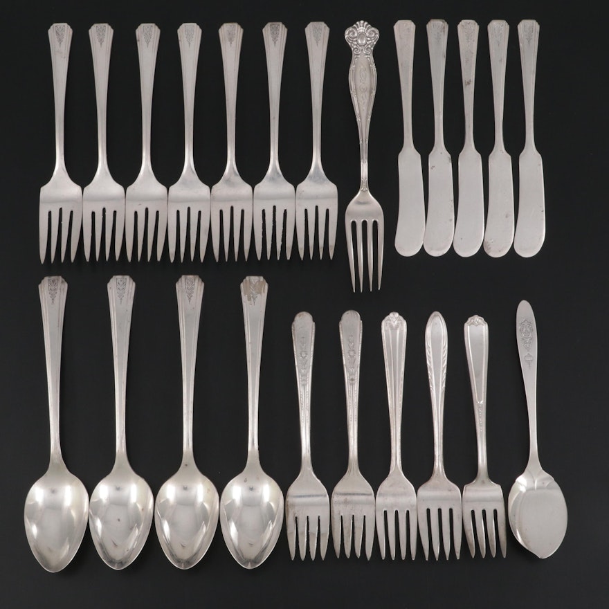 Towle "Empire" Sterling Silver Fork with Assorted Silver Plate Flatware