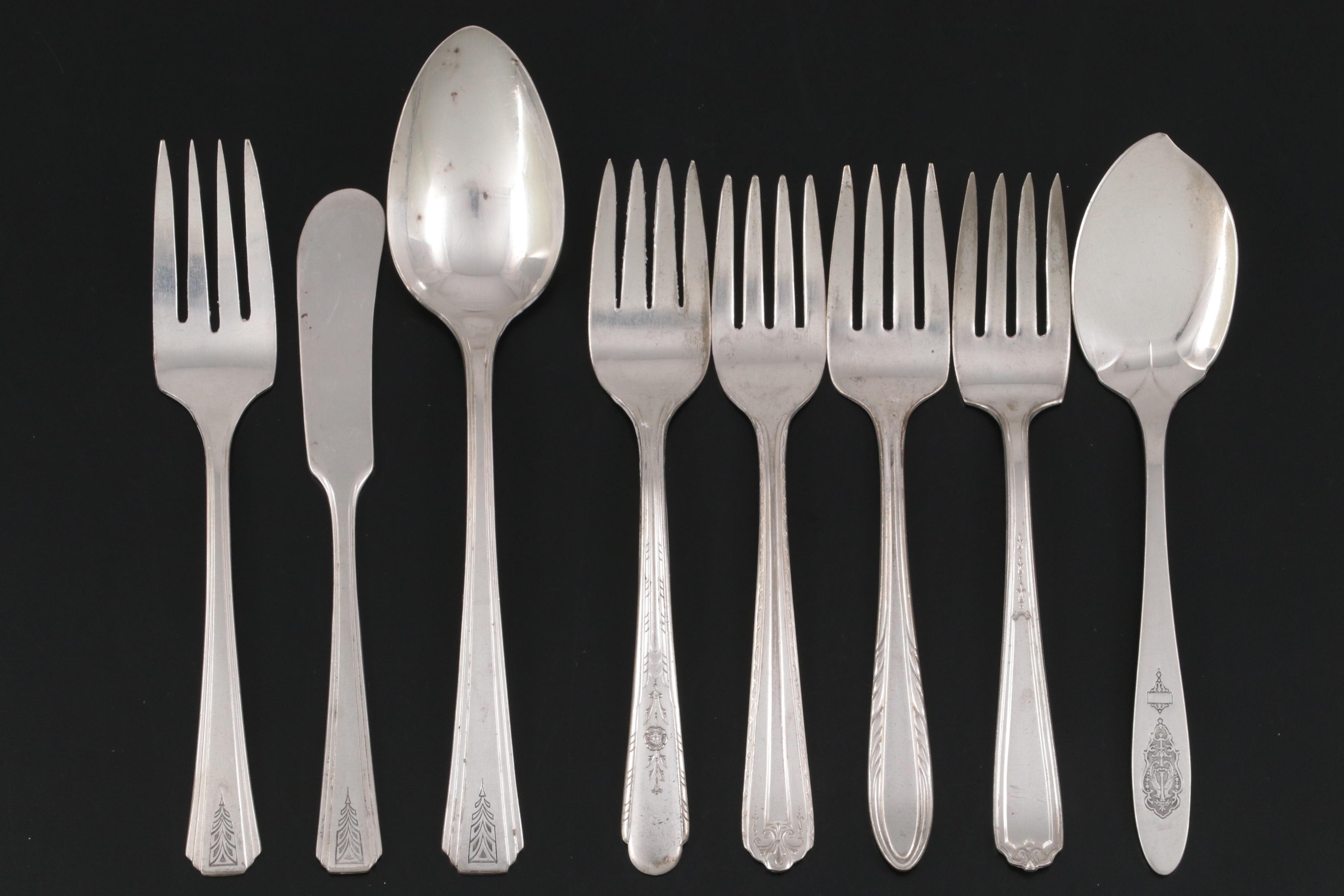Towle "Empire" Sterling Silver Fork with Assorted Silver Plate Flatware