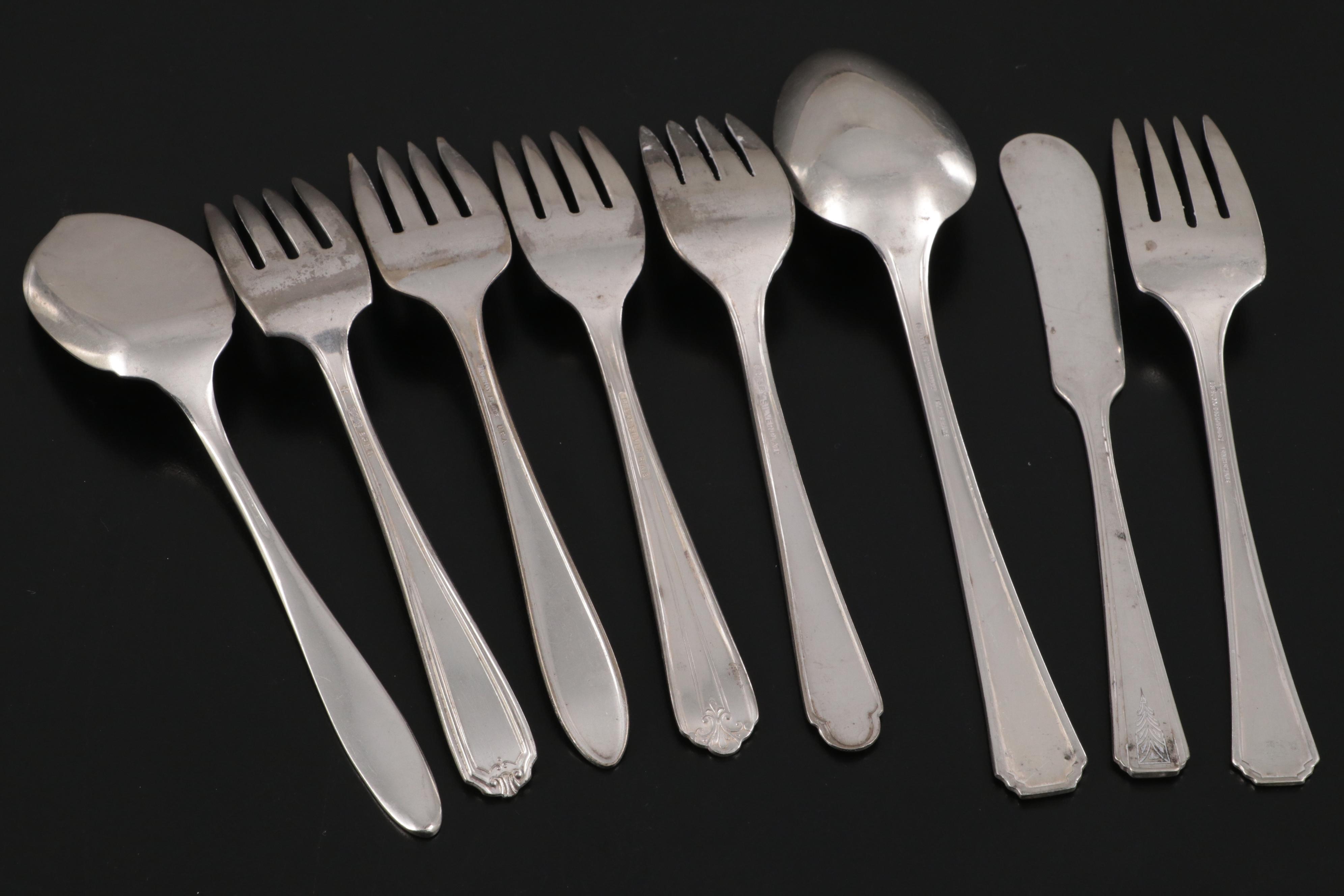 Towle "Empire" Sterling Silver Fork with Assorted Silver Plate Flatware