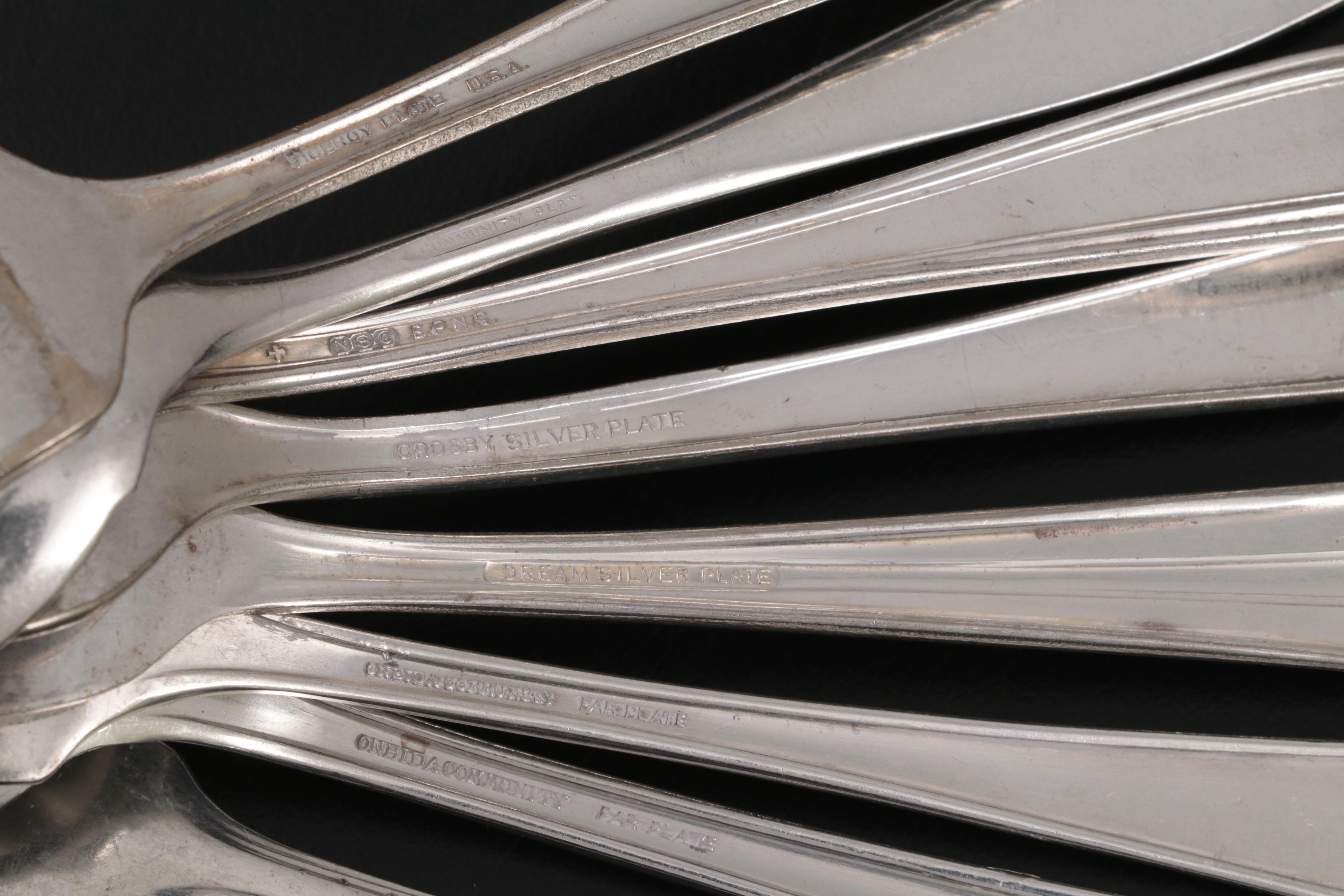 Towle "Empire" Sterling Silver Fork with Assorted Silver Plate Flatware