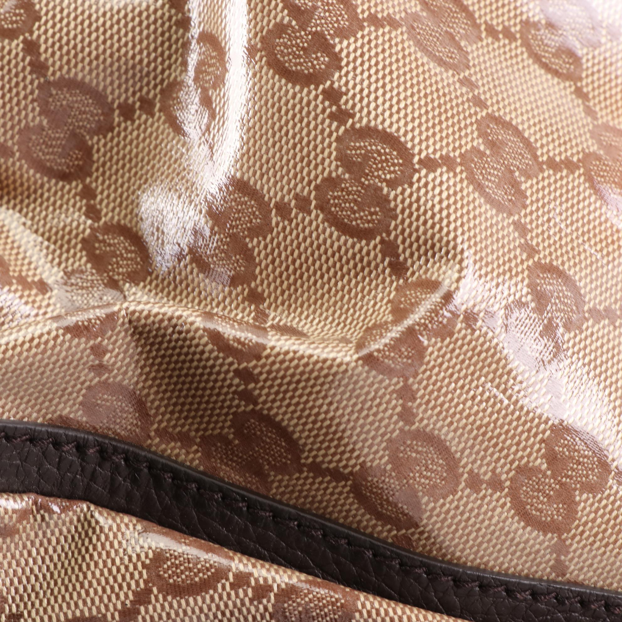 Gucci Abbey Shoulder Bag in GG Crystal Canvas and Grain Leather