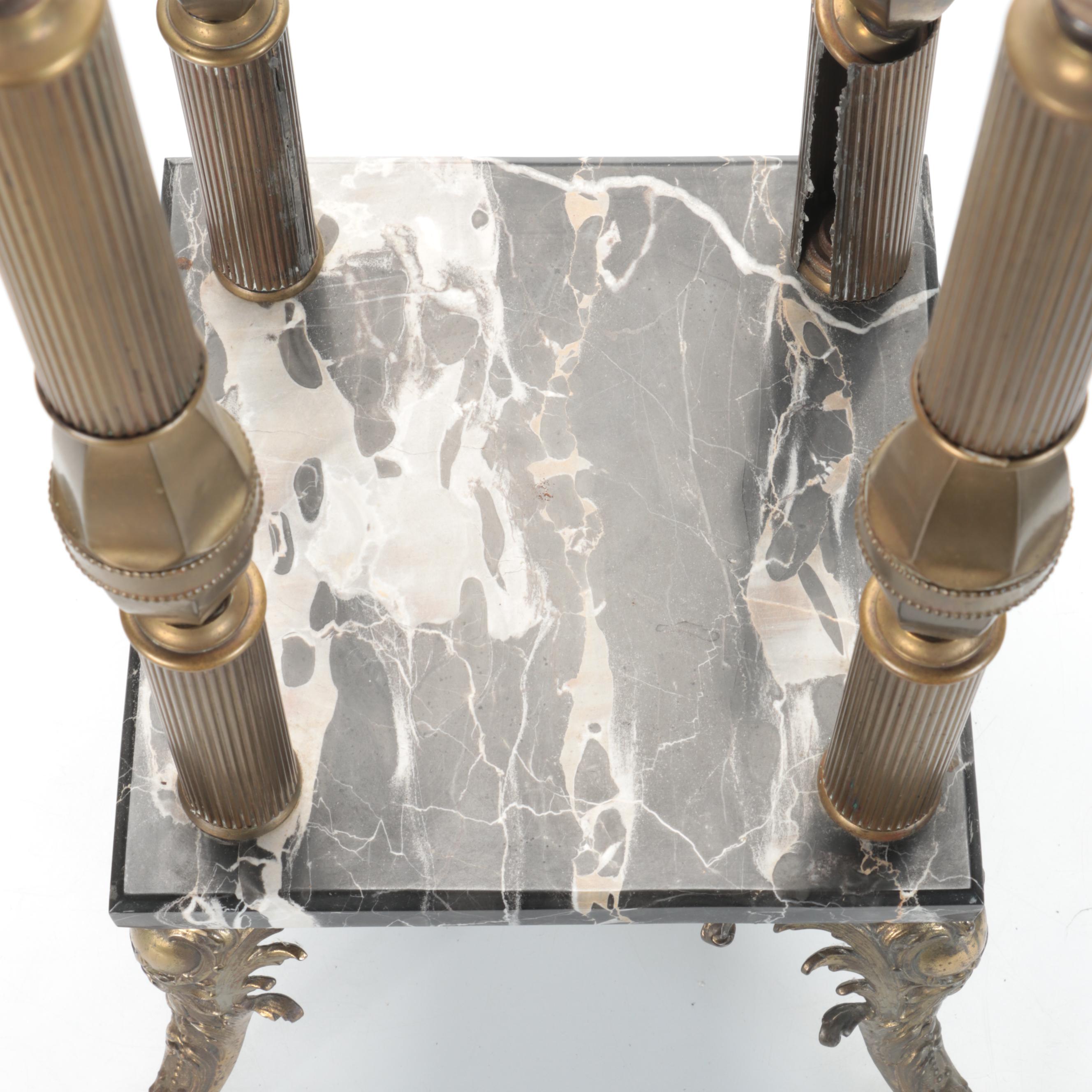 Victorian Style Metal and Marble Two Tier Plant Stand, Early to Mid-20th Century