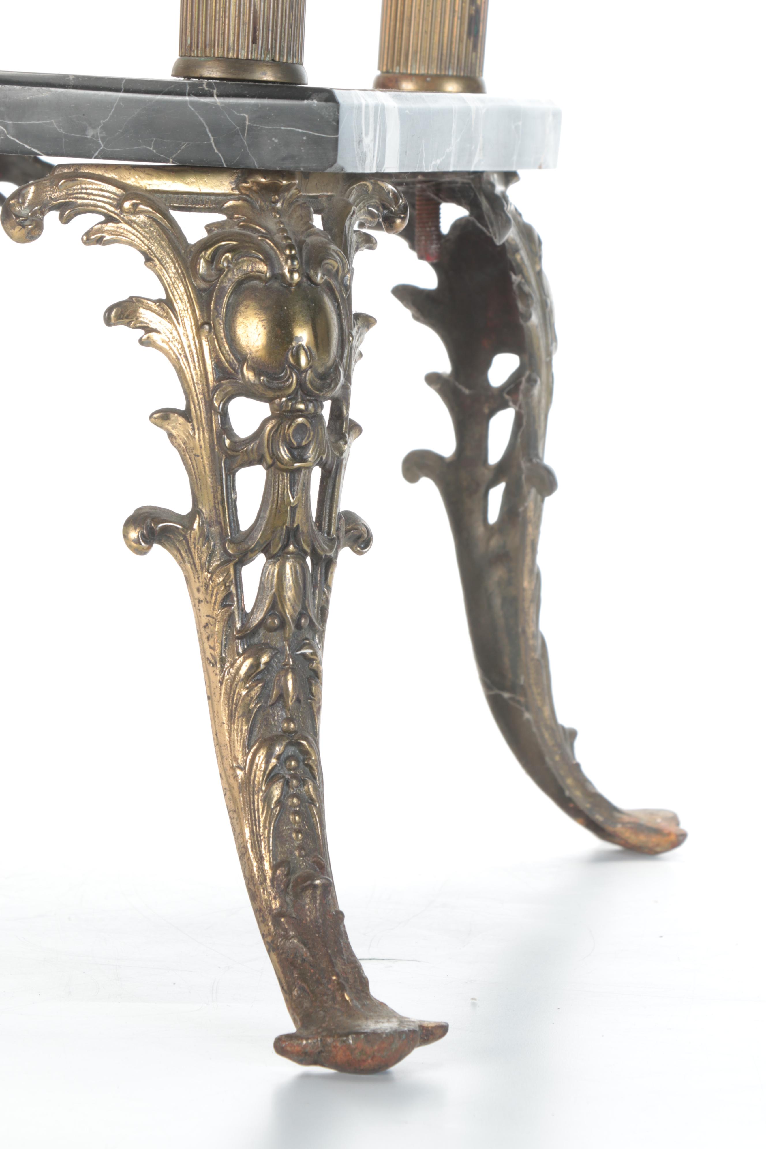 Victorian Style Metal and Marble Two Tier Plant Stand, Early to Mid-20th Century