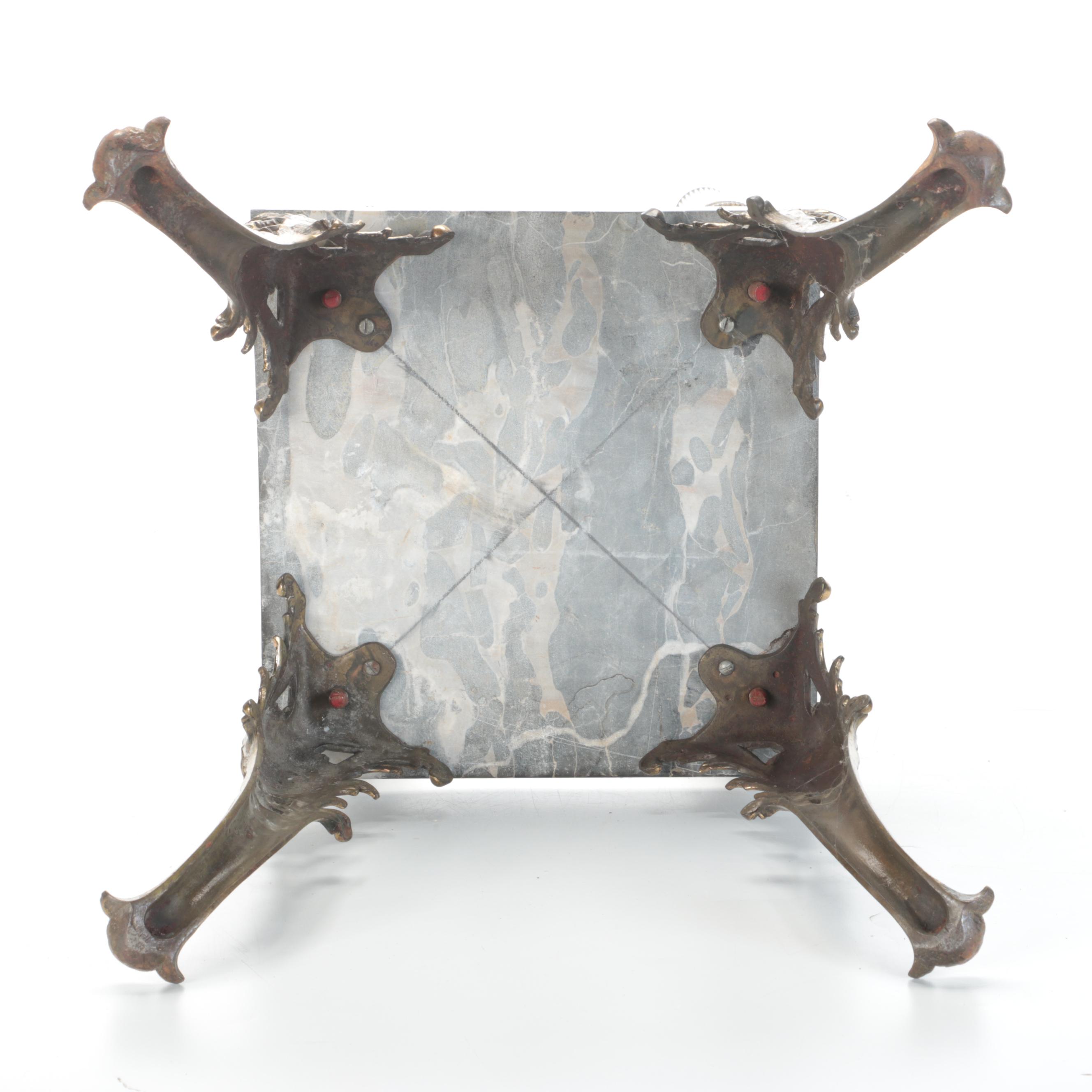 Victorian Style Metal and Marble Two Tier Plant Stand, Early to Mid-20th Century