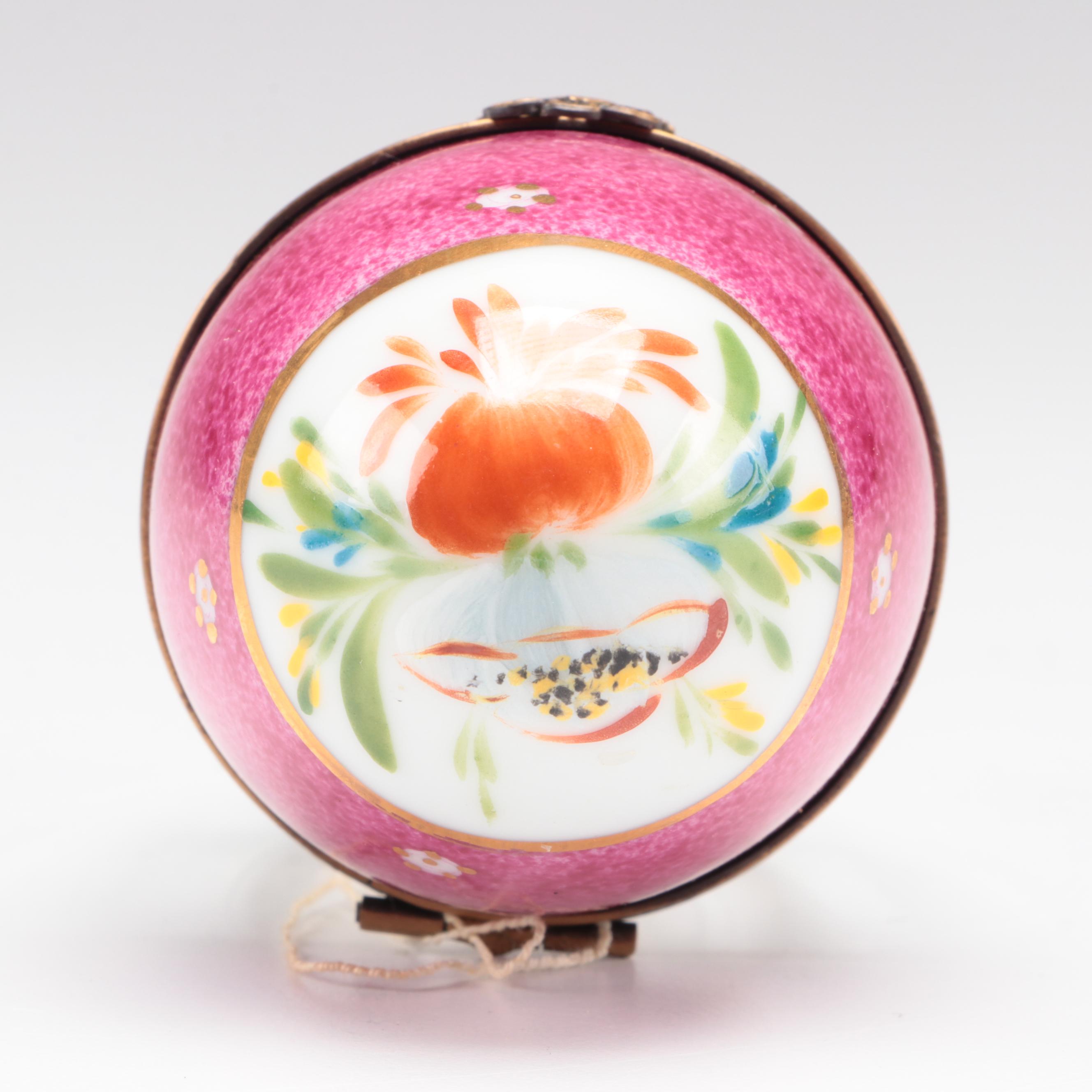 Limoges Porcelain and Glass Egg Shaped Box