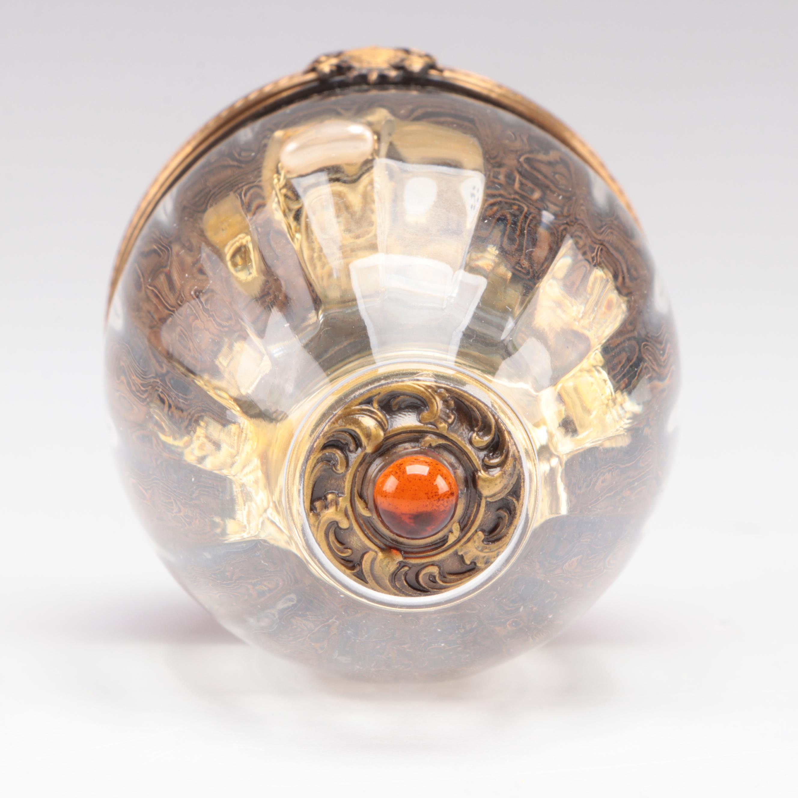 Limoges Porcelain and Glass Egg Shaped Box
