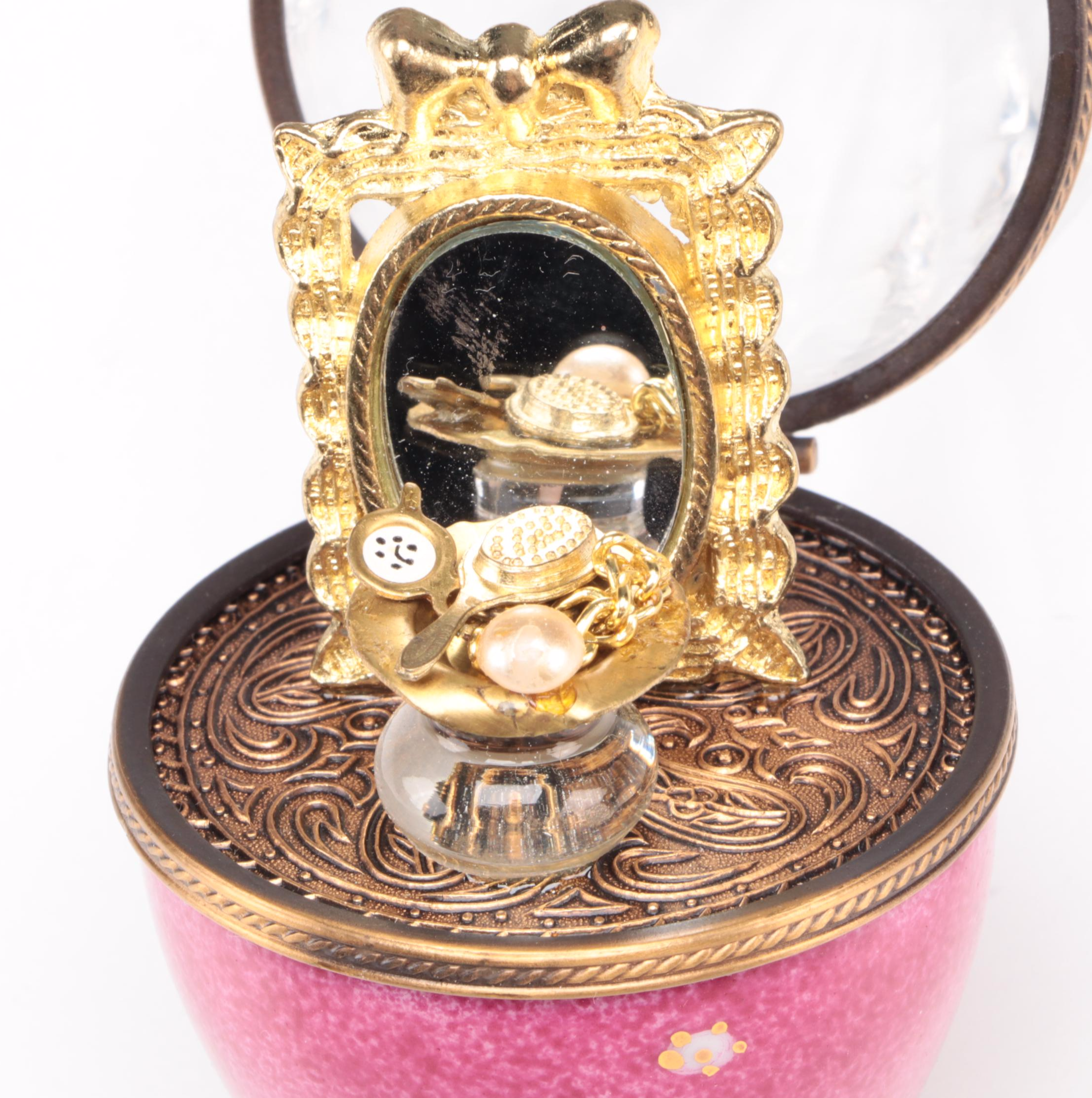 Limoges Porcelain and Glass Egg Shaped Box