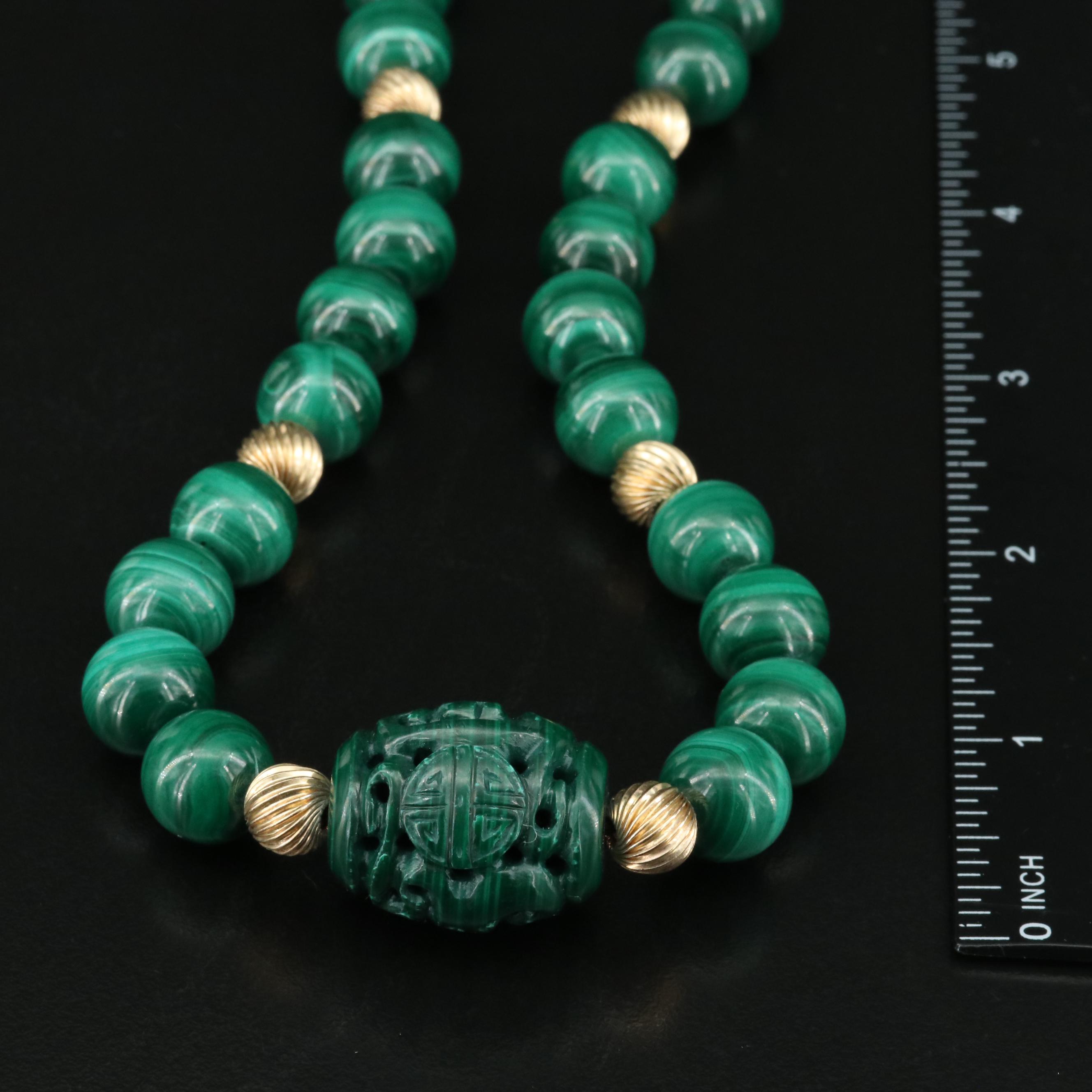Azurmalachite and Lapis Lazuli Bead Necklaces and 14K Oval Earrings