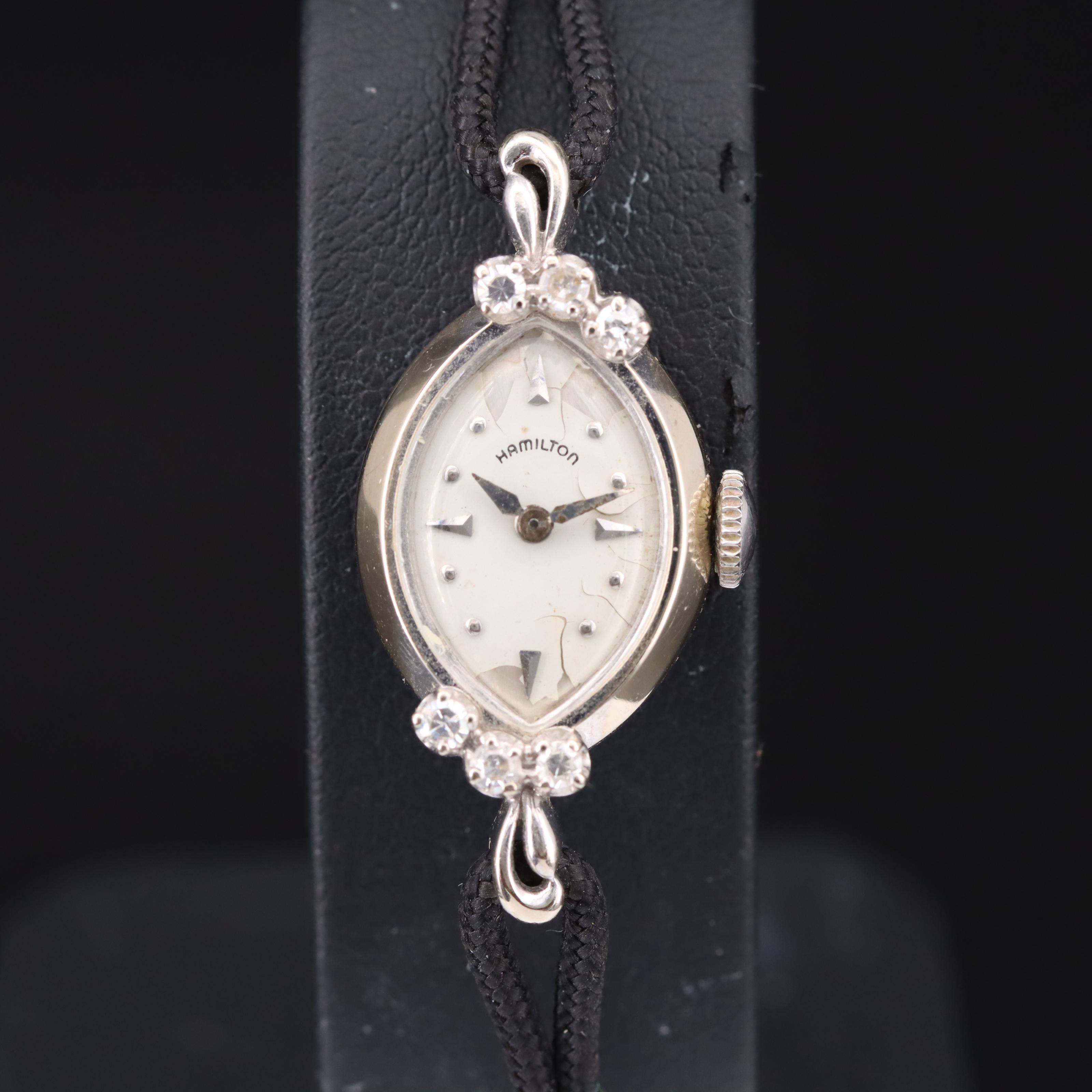 Vintage 14K Hamilton Watch with Diamond Accents