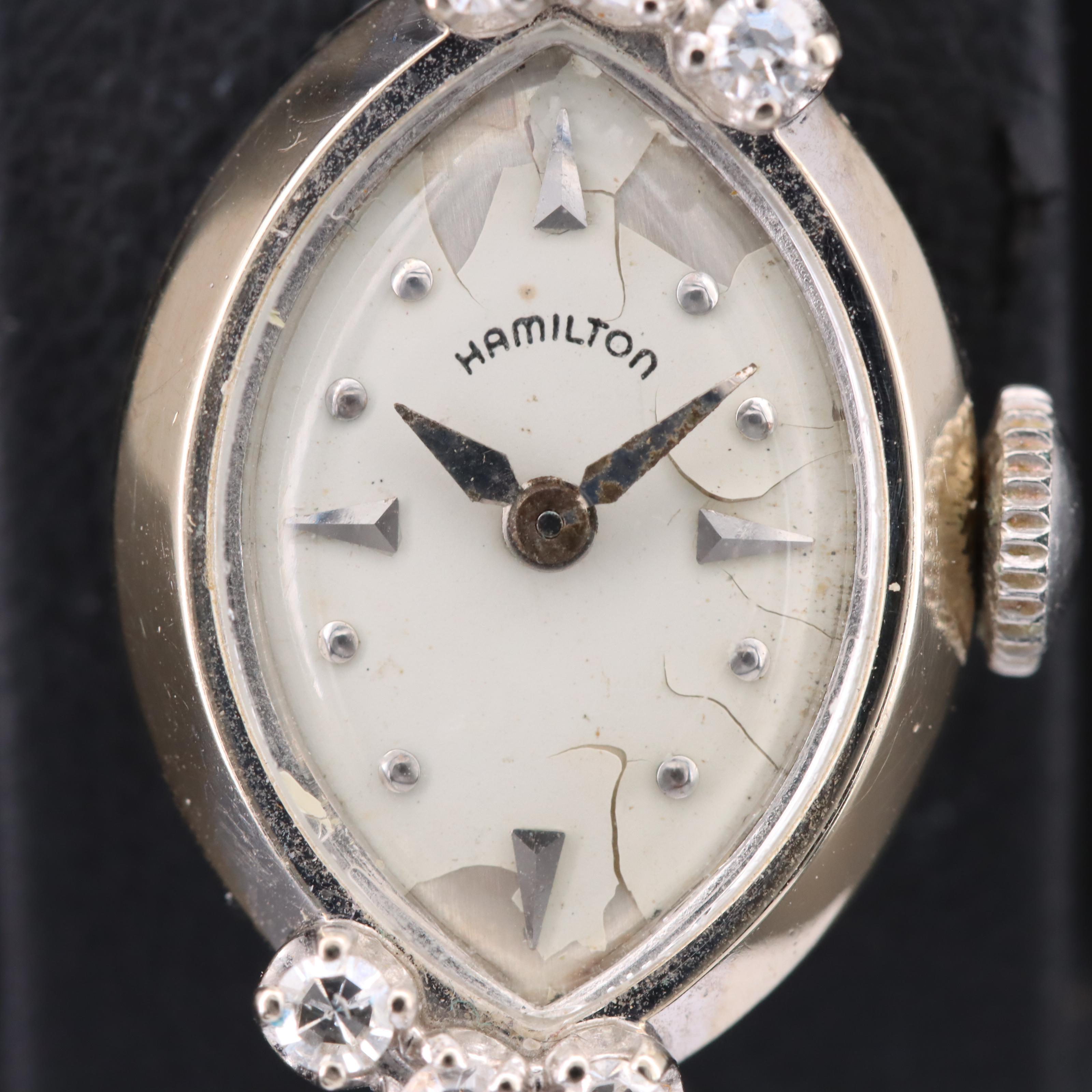 Vintage 14K Hamilton Watch with Diamond Accents