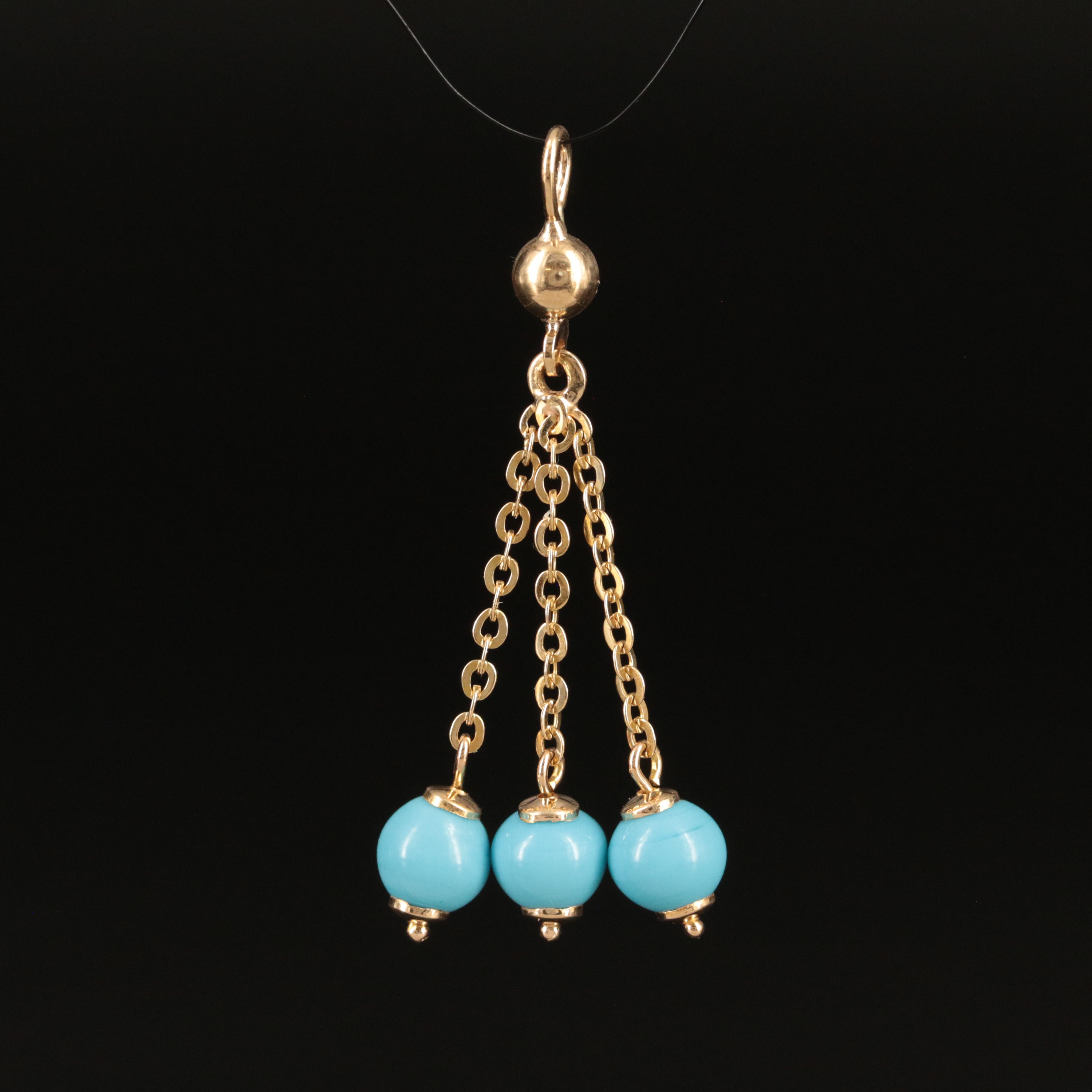 Italian 18K Imitation Turquoise Pendant