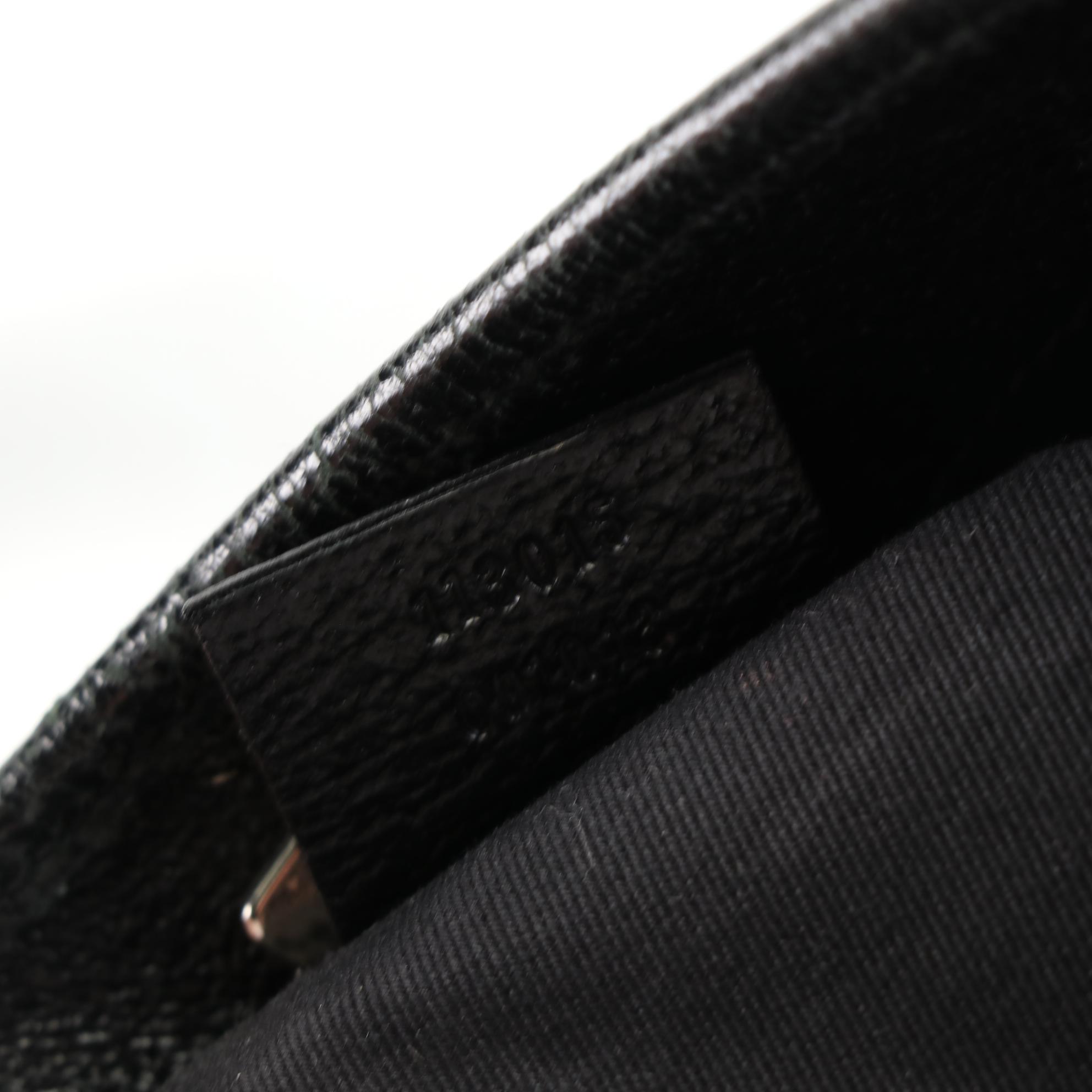 Gucci Shoulder Bag in Black GG Canvas and Cinghiale Leather