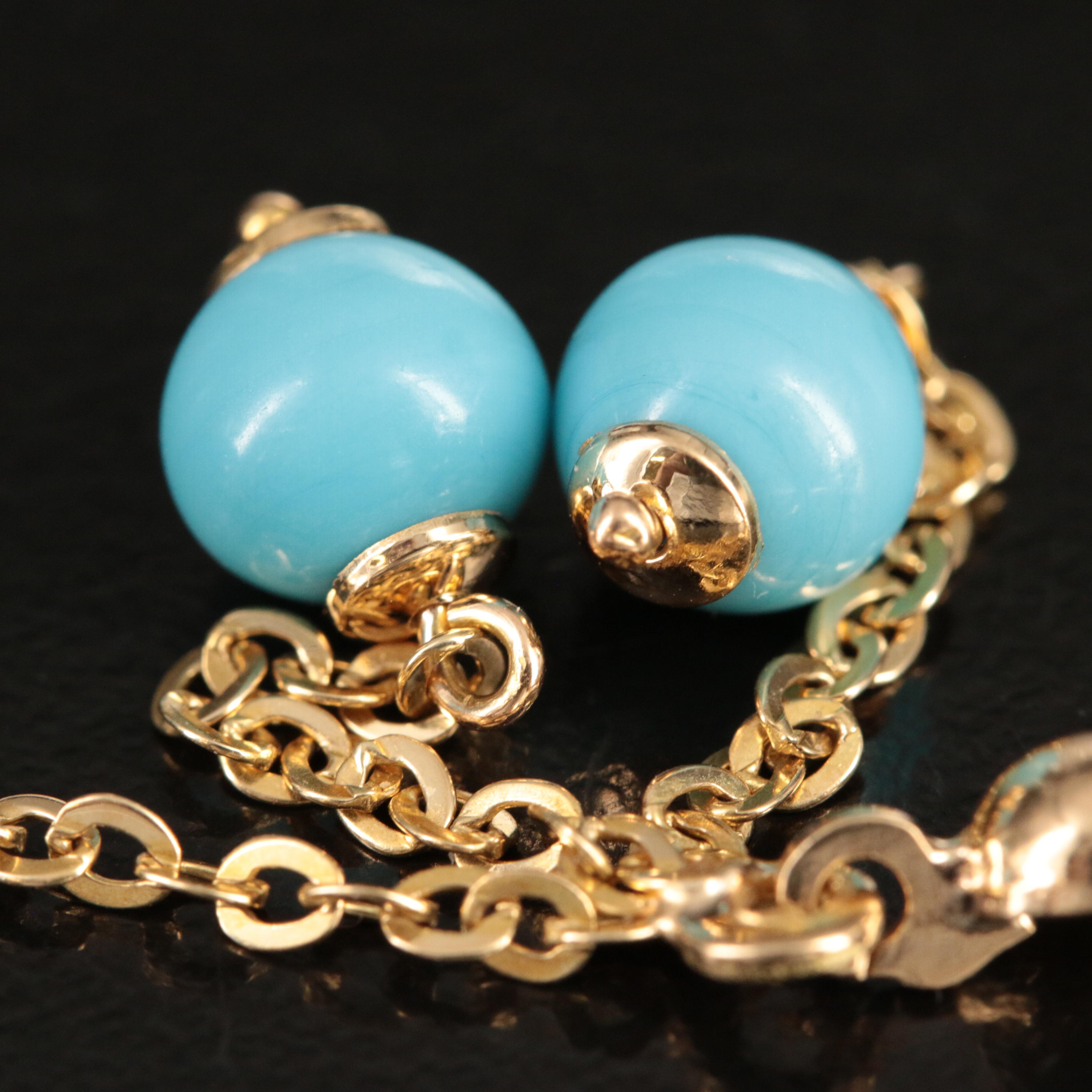 Italian 18K Imitation Turquoise Pendant