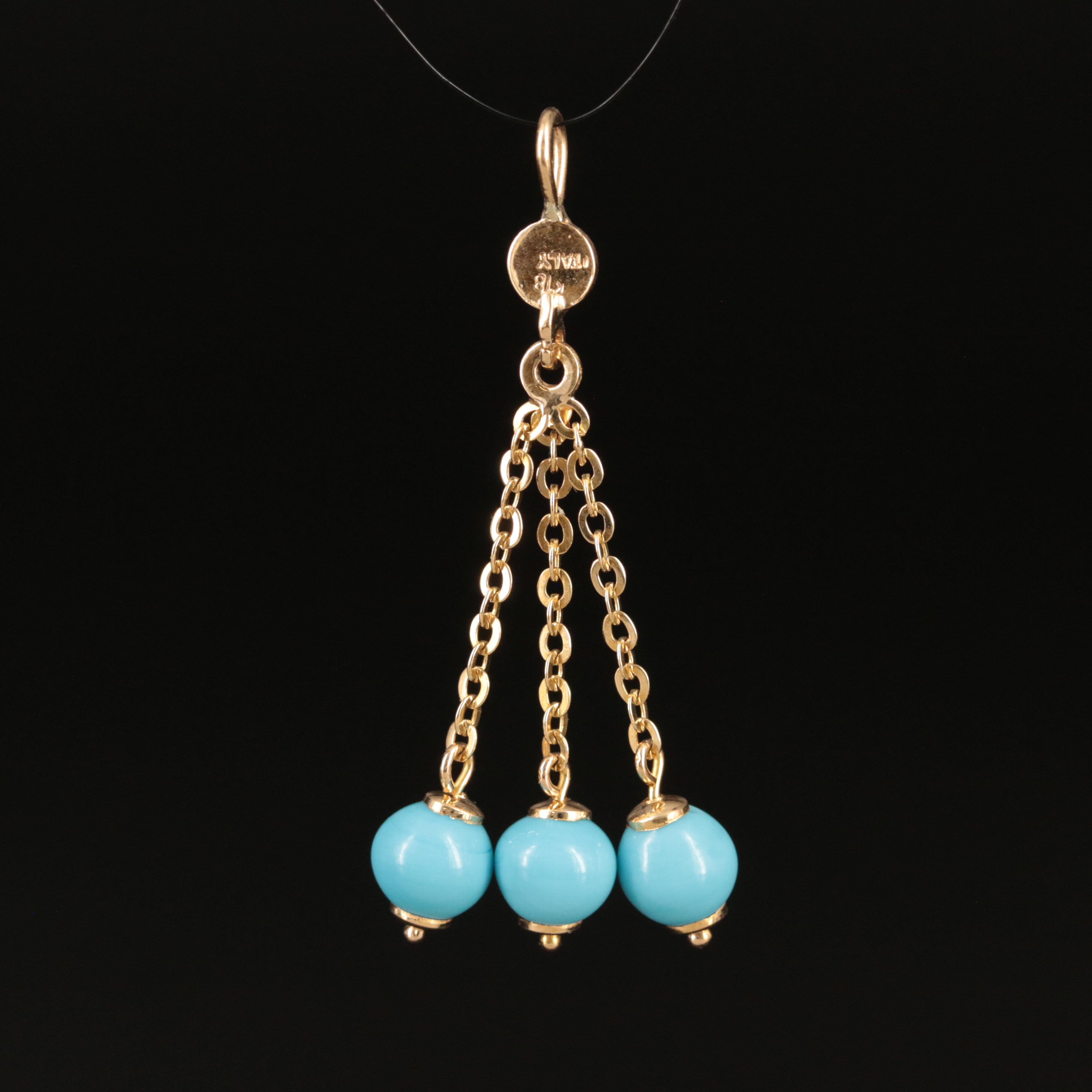 Italian 18K Imitation Turquoise Pendant