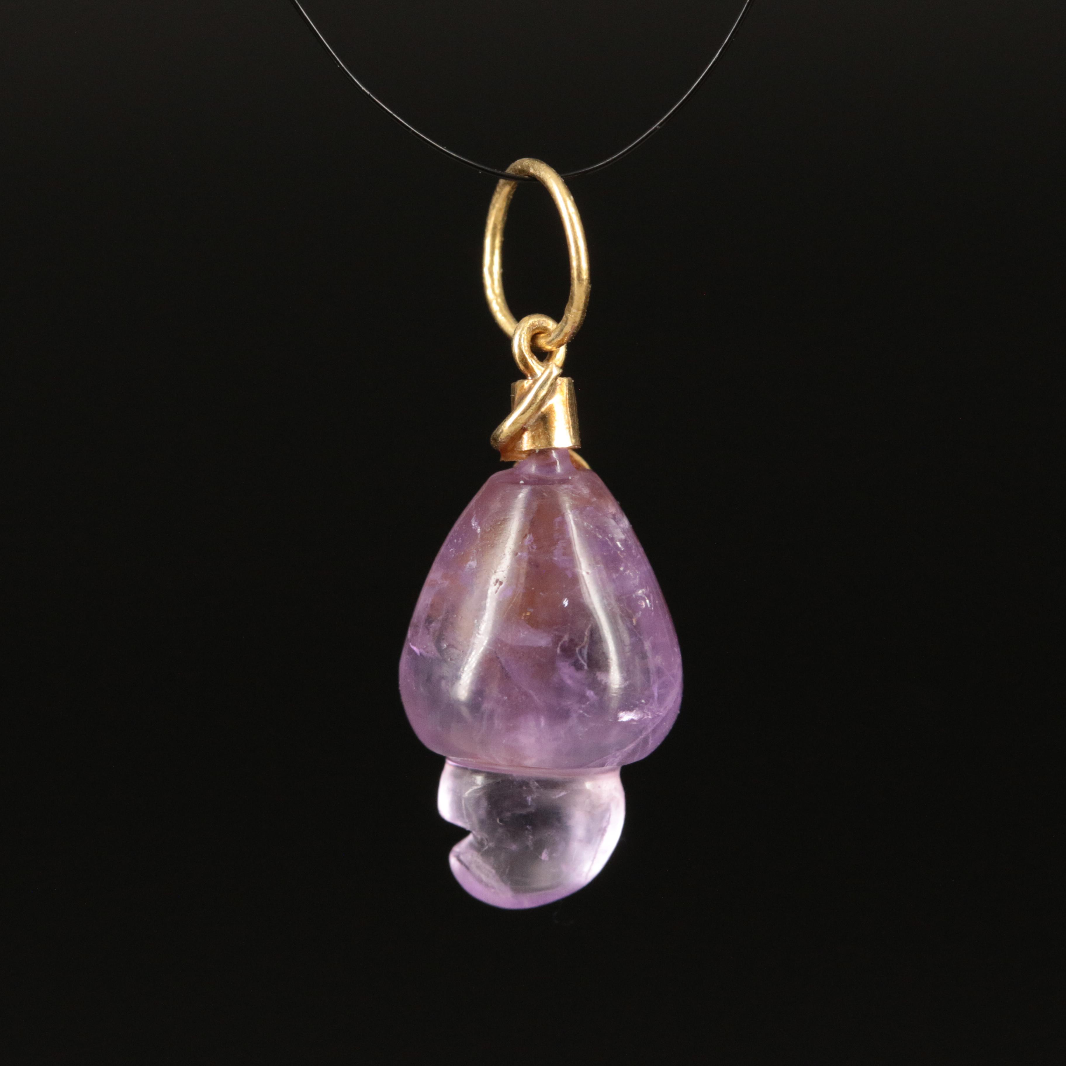 18K Amethyst Cashew Fruit Pendant