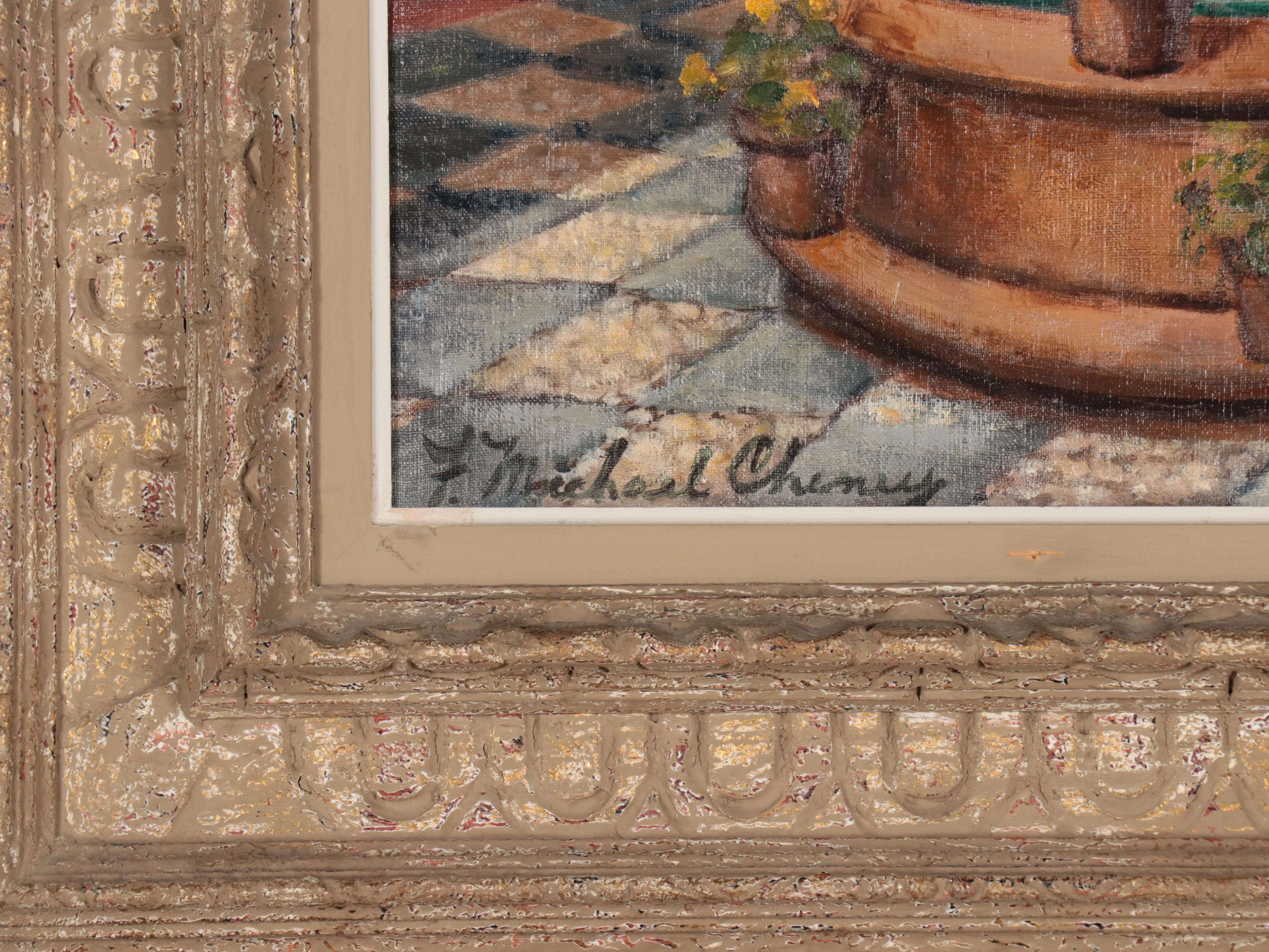 F. Michael Cheney Oil Painting of Spanish Courtyard