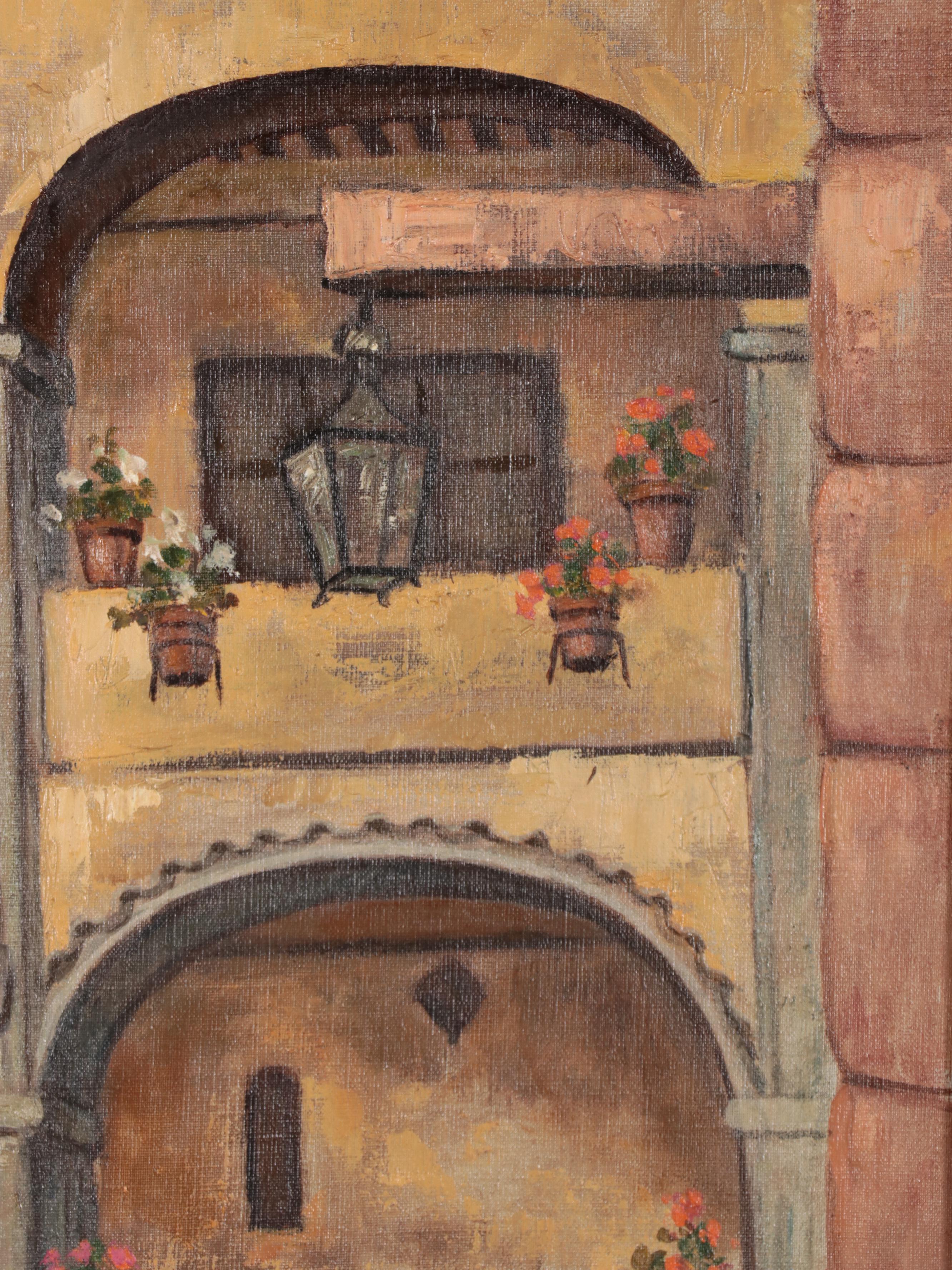 F. Michael Cheney Oil Painting of Spanish Courtyard