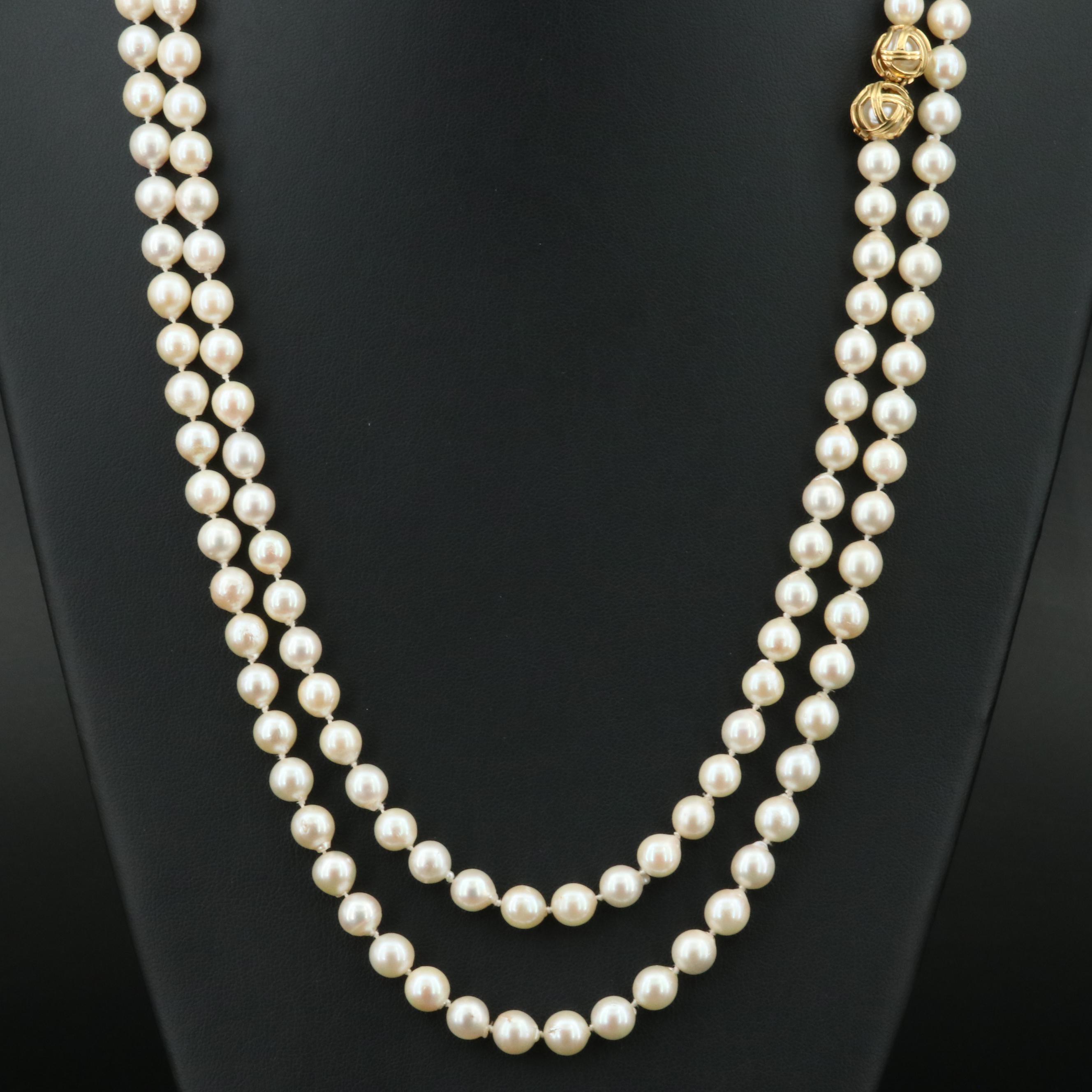 Pearl Necklace with 18K Adjustable Shortener Clasp