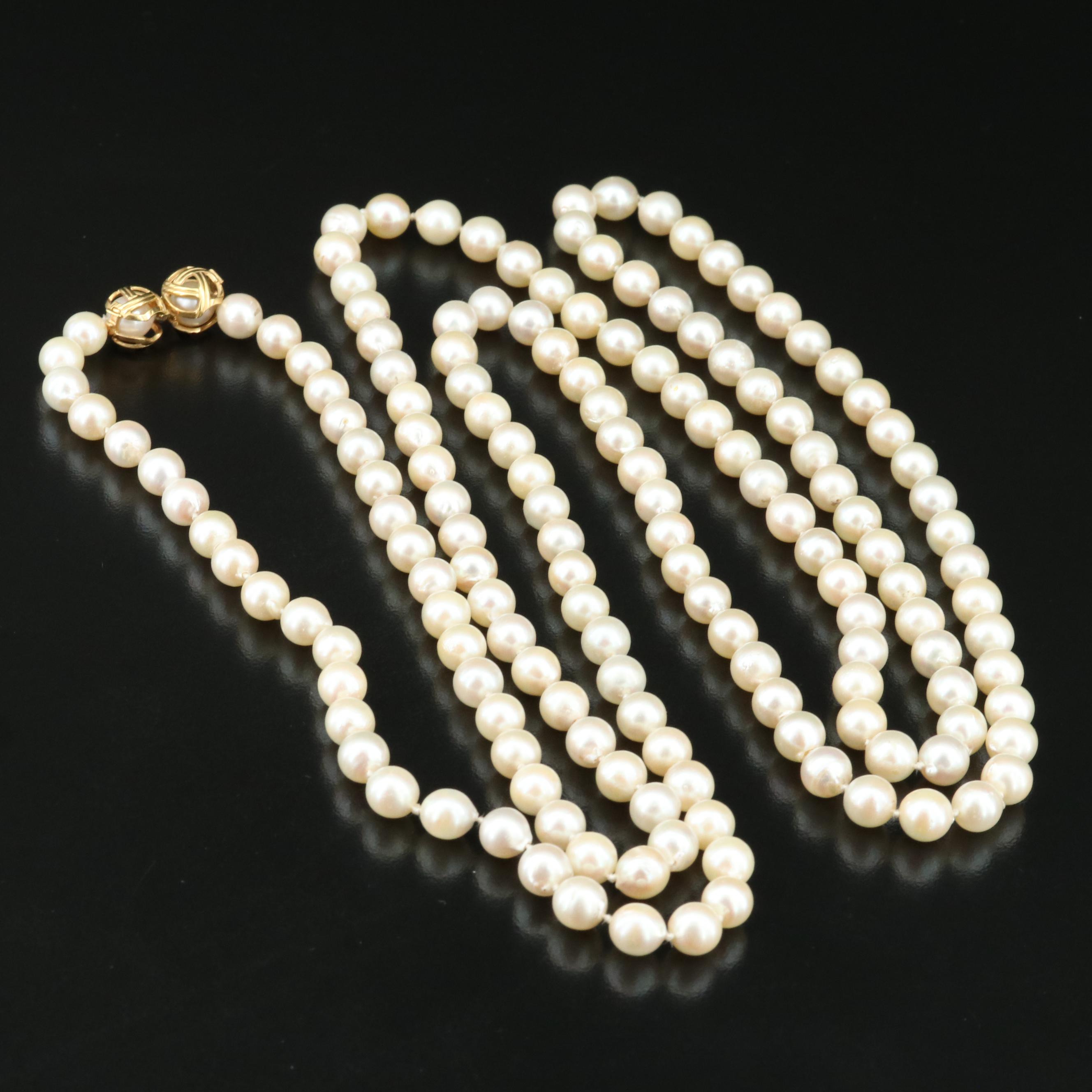 Pearl Necklace with 18K Adjustable Shortener Clasp