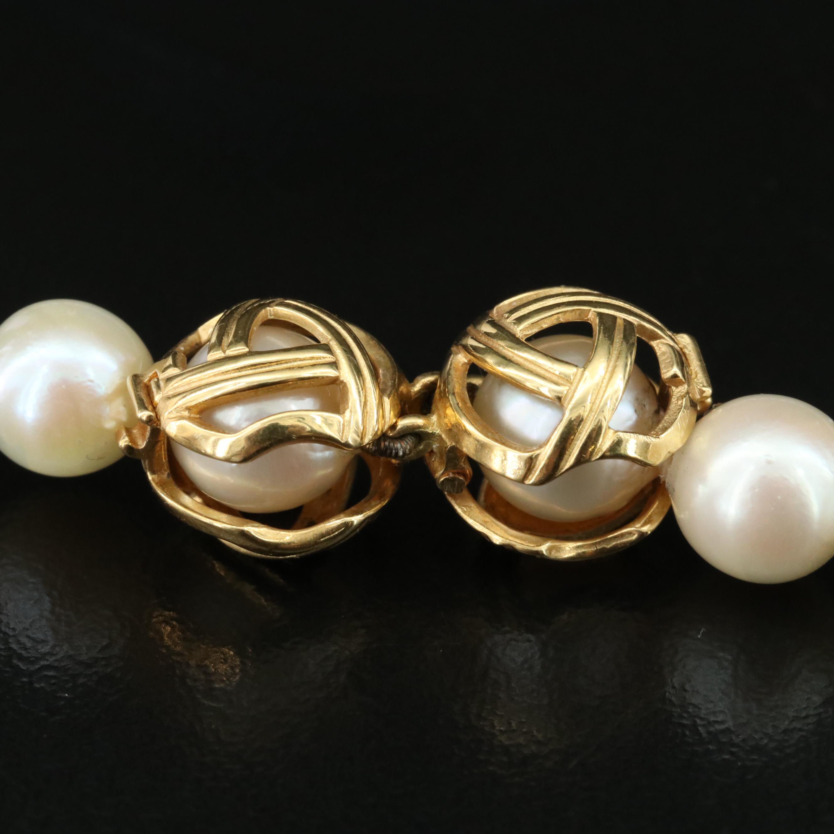 Pearl Necklace with 18K Adjustable Shortener Clasp