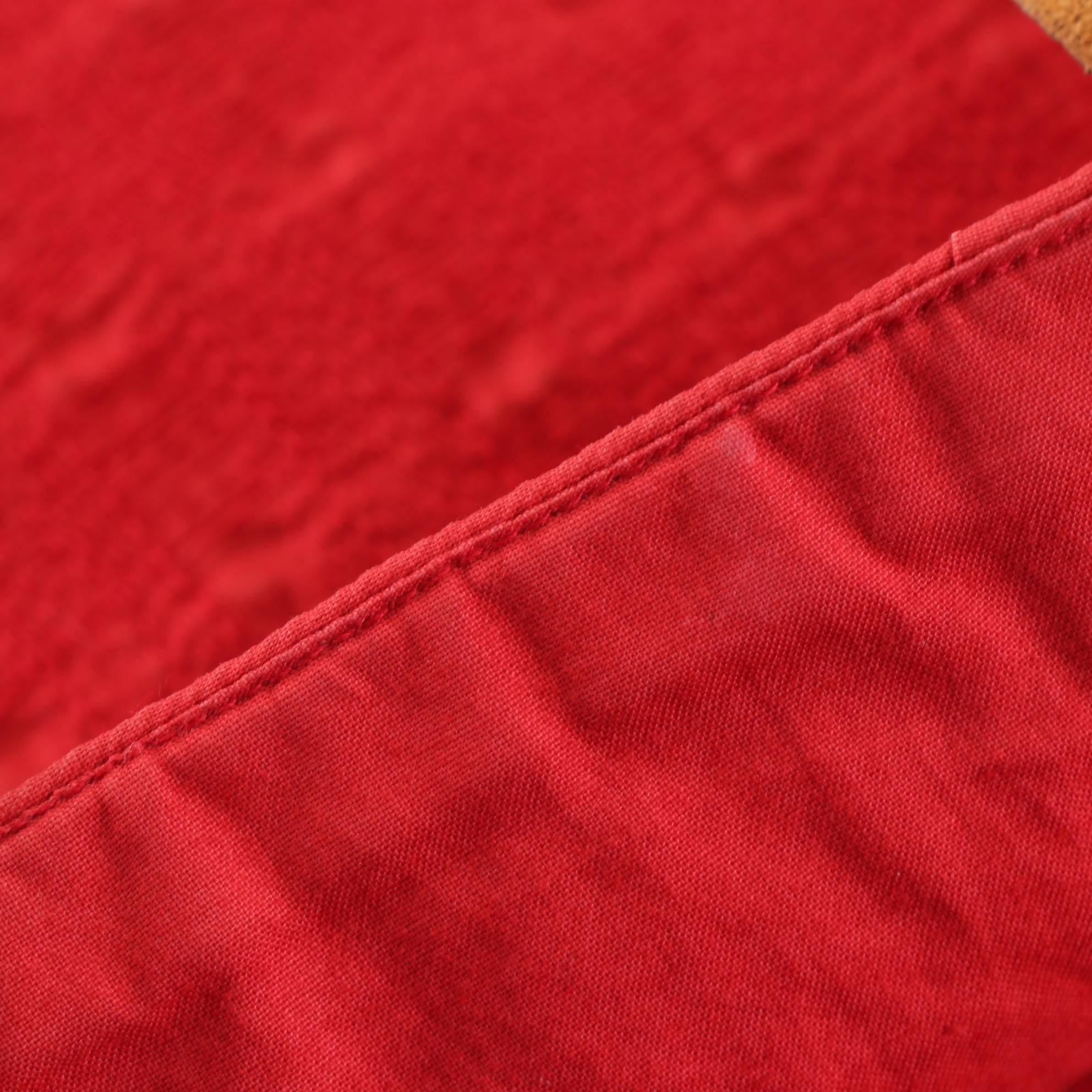 Hermès Ahmedabad Tote in Red Grid Texture Cotton Canvas and Tan Leather