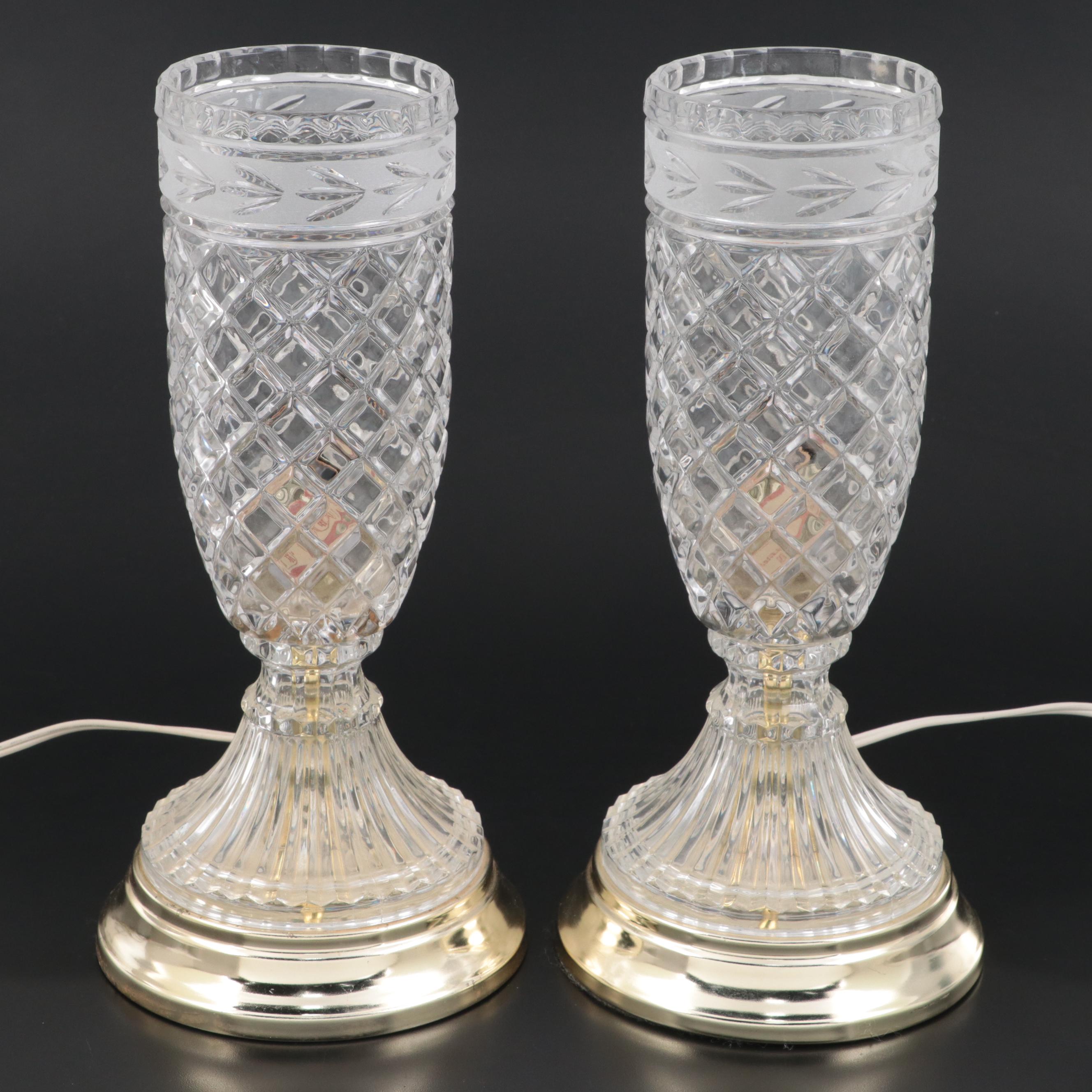 Pair of Crystal Clear Industries Torchiere Console Table Lamps
