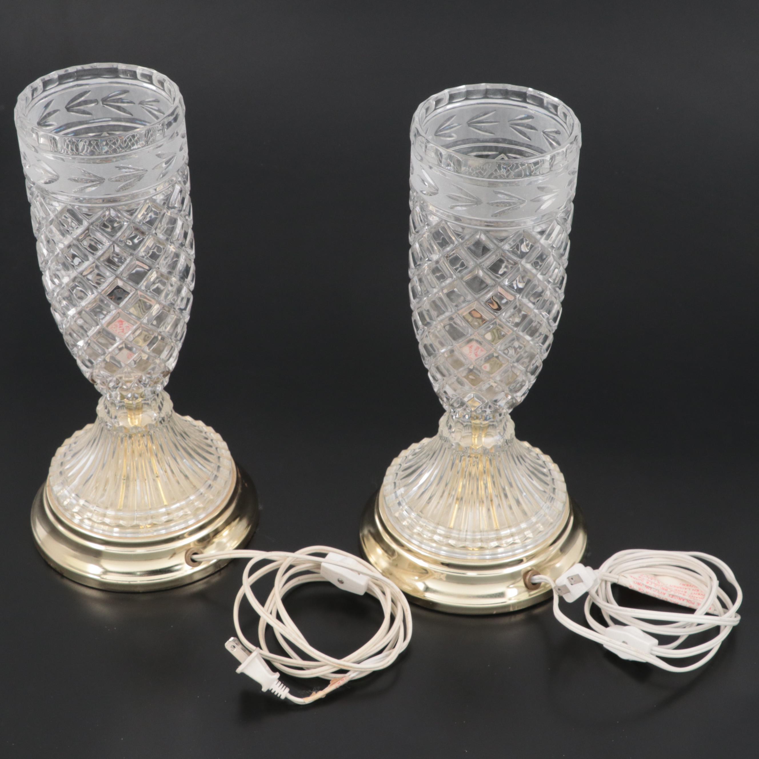 Pair of Crystal Clear Industries Torchiere Console Table Lamps