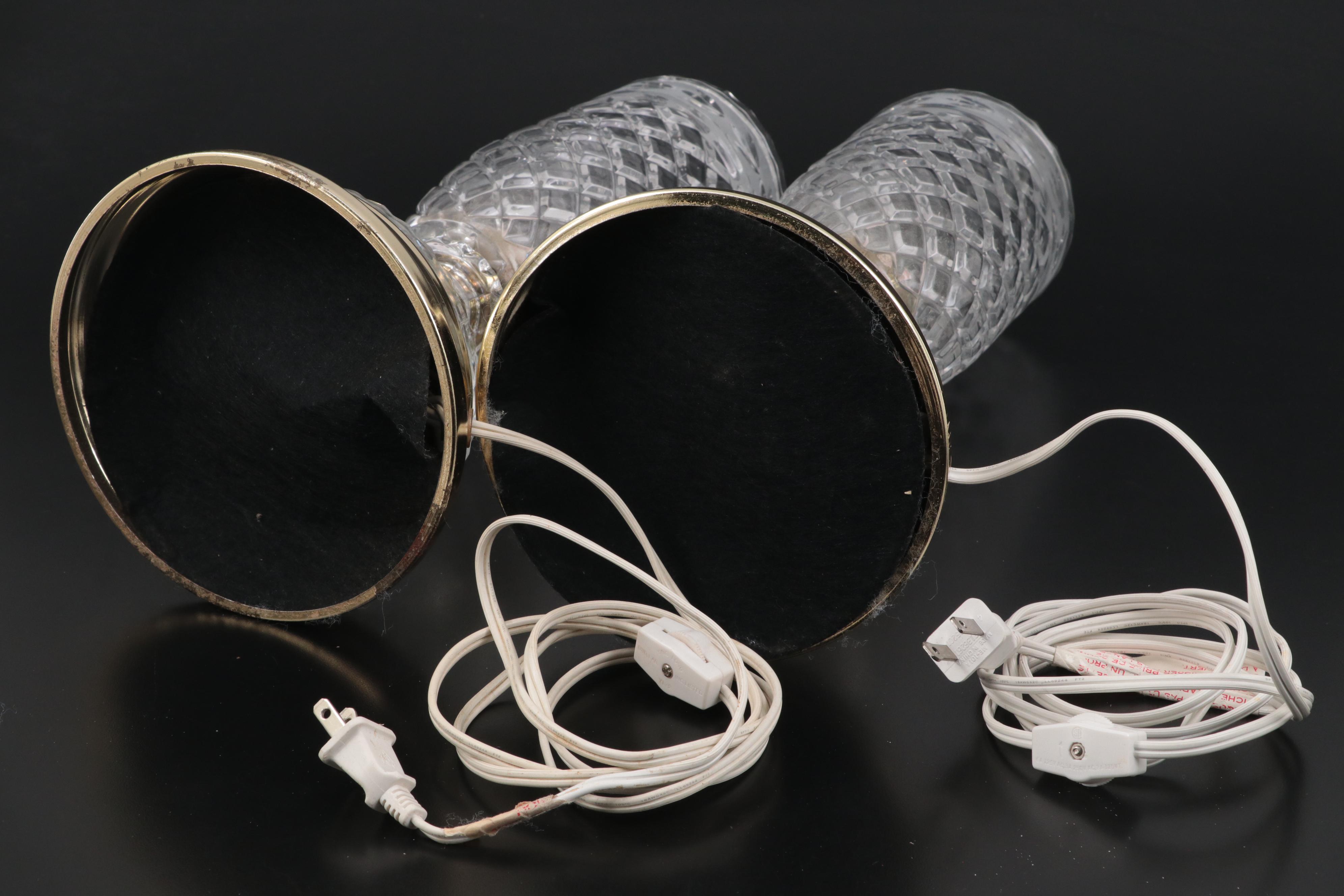 Pair of Crystal Clear Industries Torchiere Console Table Lamps