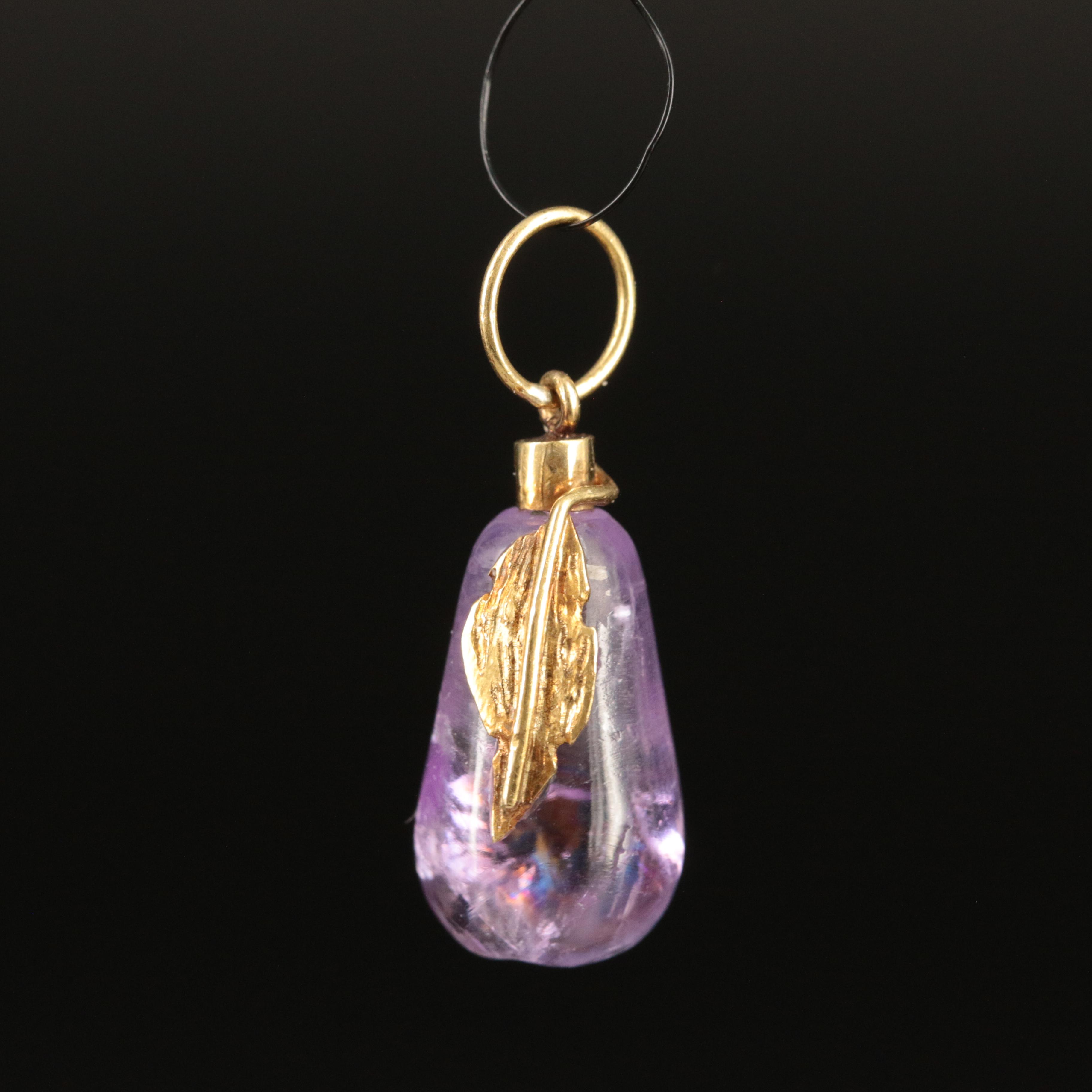 18K Amethyst Pear Charm