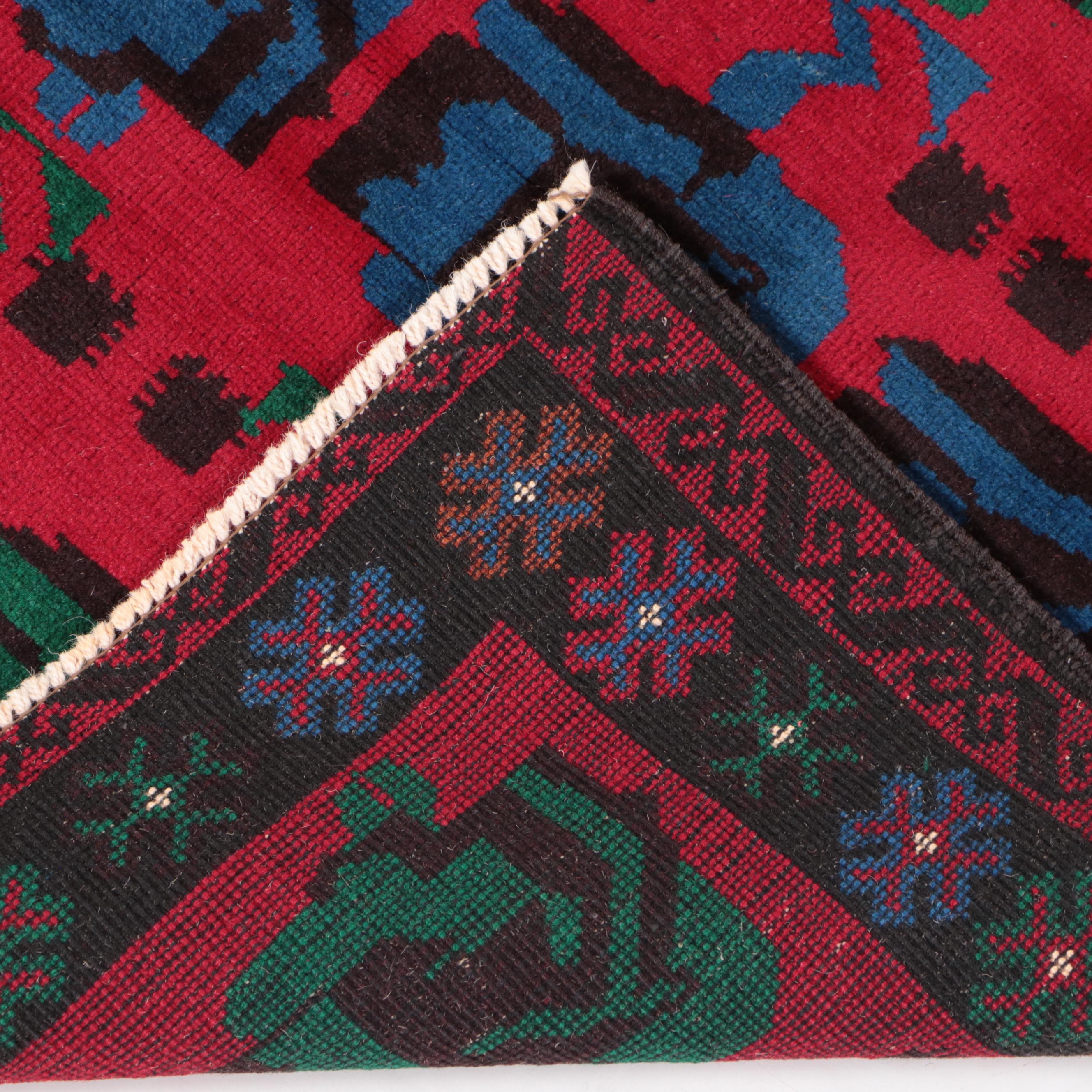 2'10 x 4'9 Hand-Knotted Afghan Baluch Accent Rug