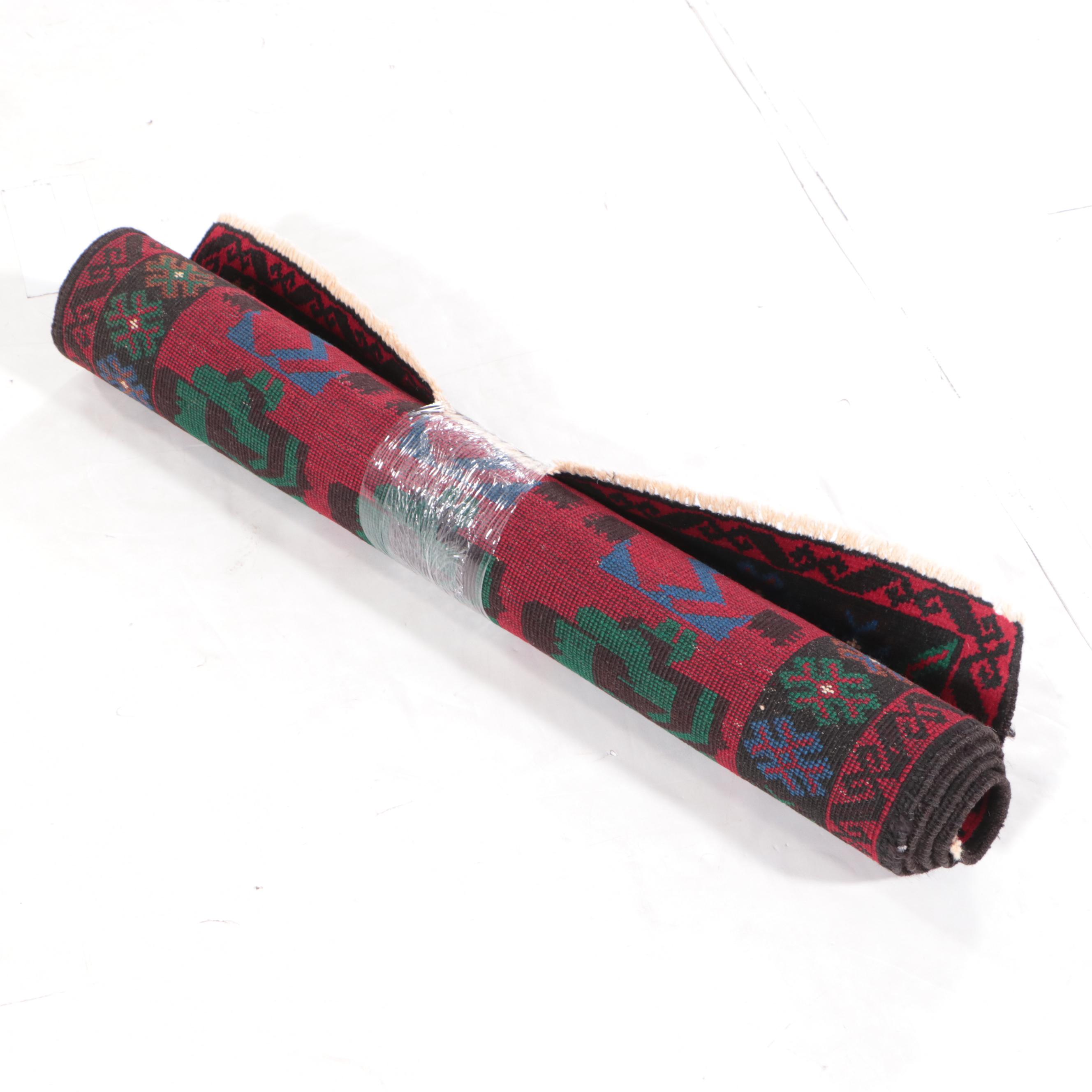 2'10 x 4'9 Hand-Knotted Afghan Baluch Accent Rug