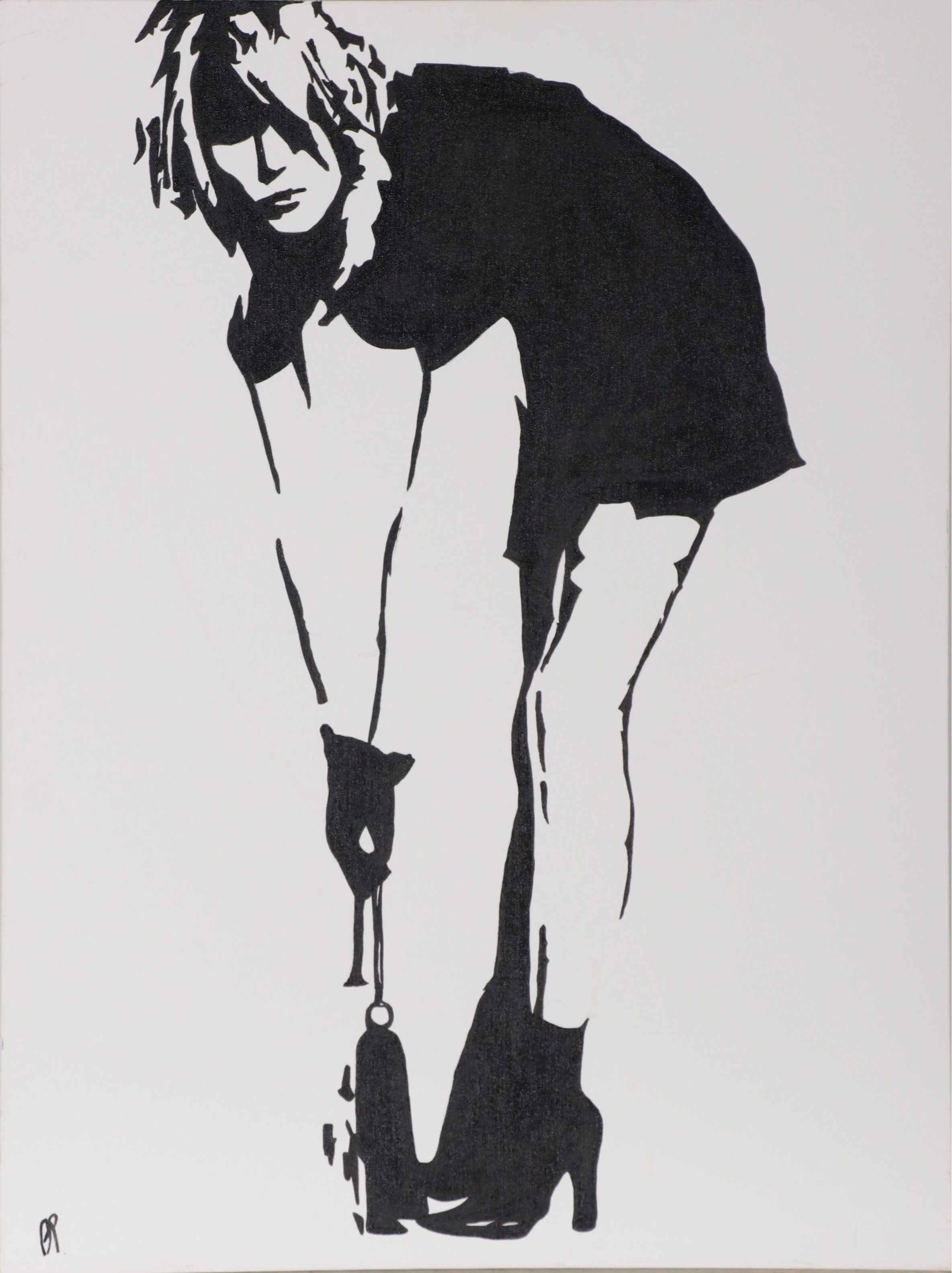 Contemporary Stencil-Style Acrylic Painting