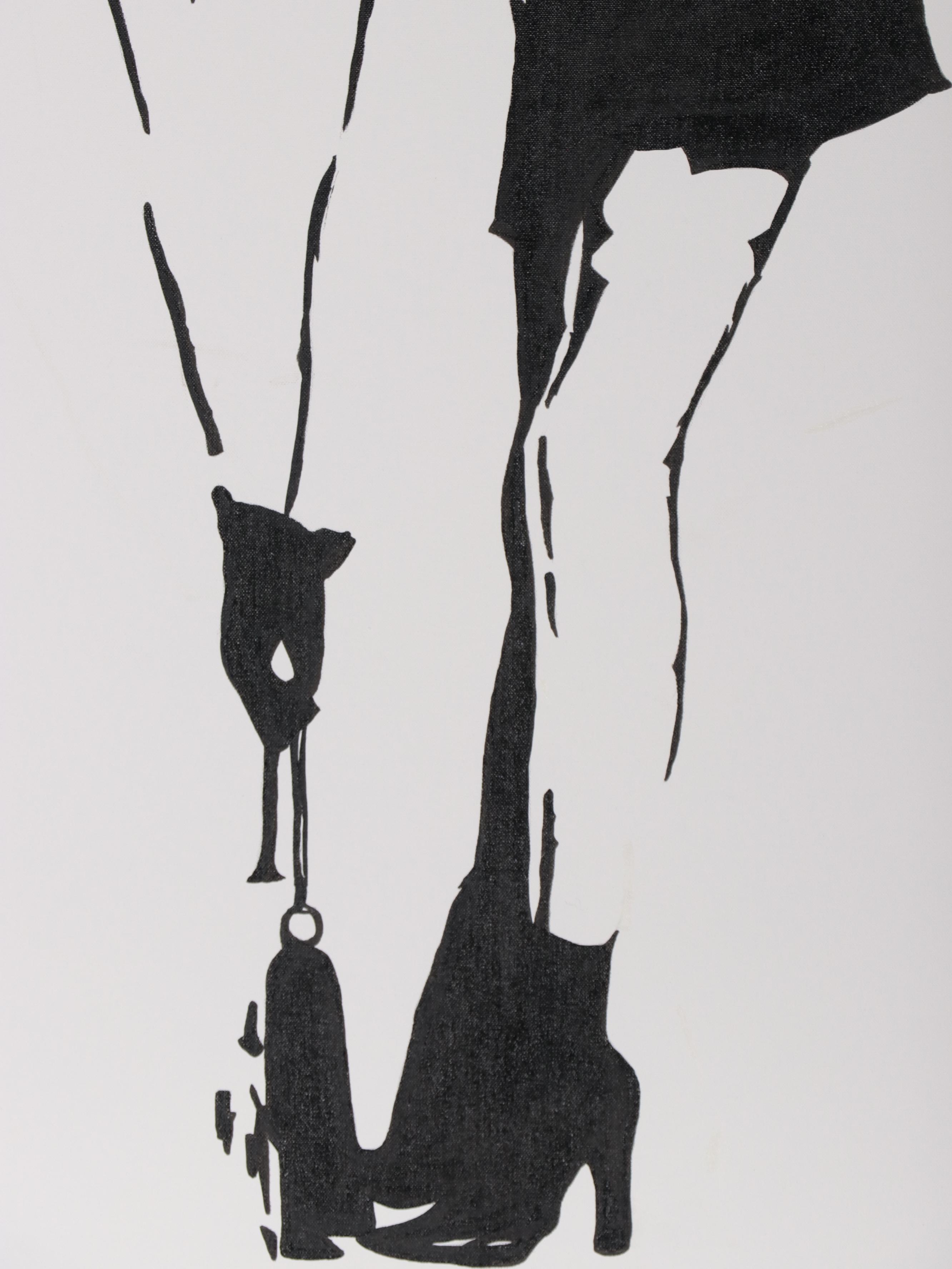 Contemporary Stencil-Style Acrylic Painting