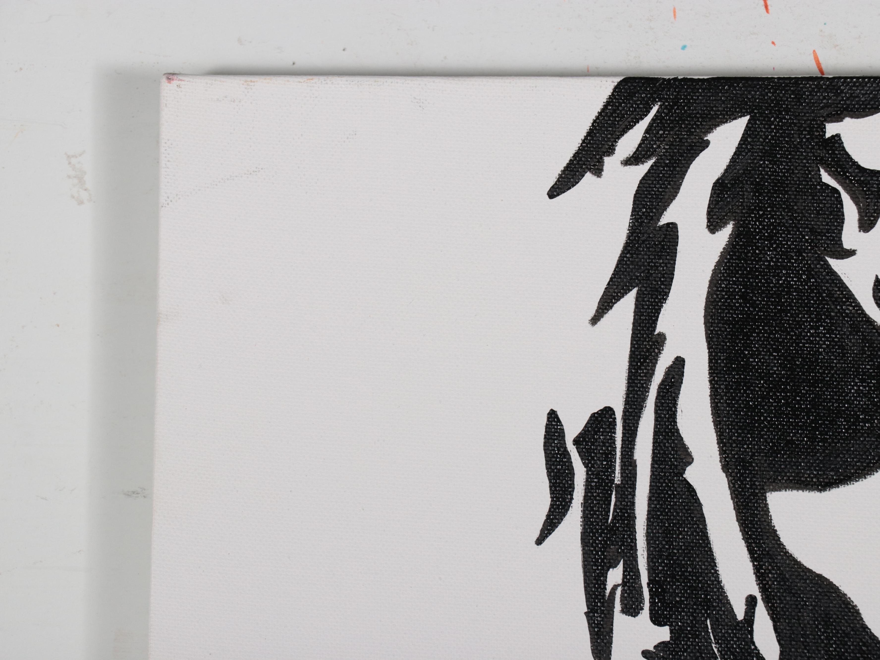 Contemporary Stencil-Style Acrylic Painting