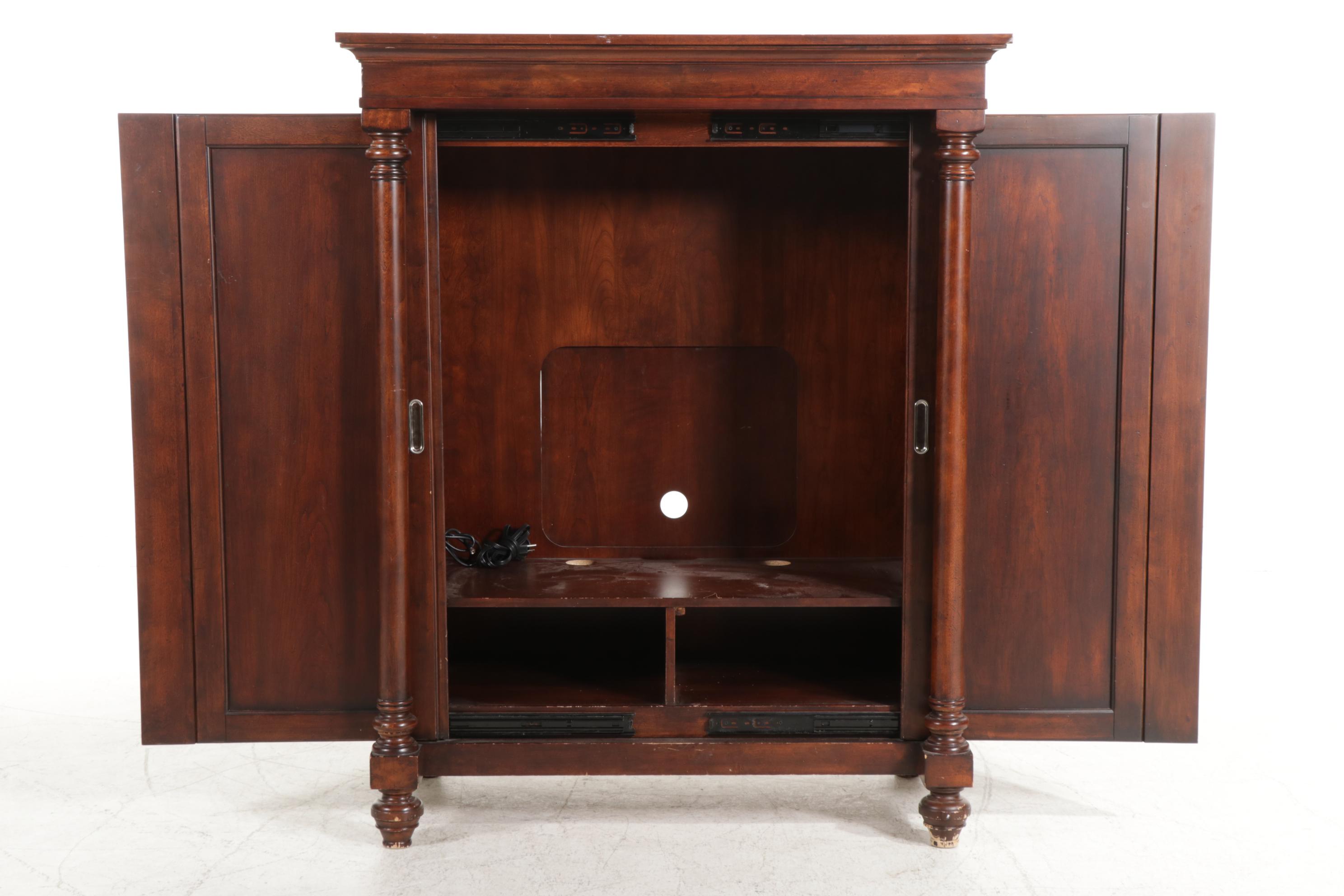 Neoclassical Style Mahogany Finish Television Cabinet
