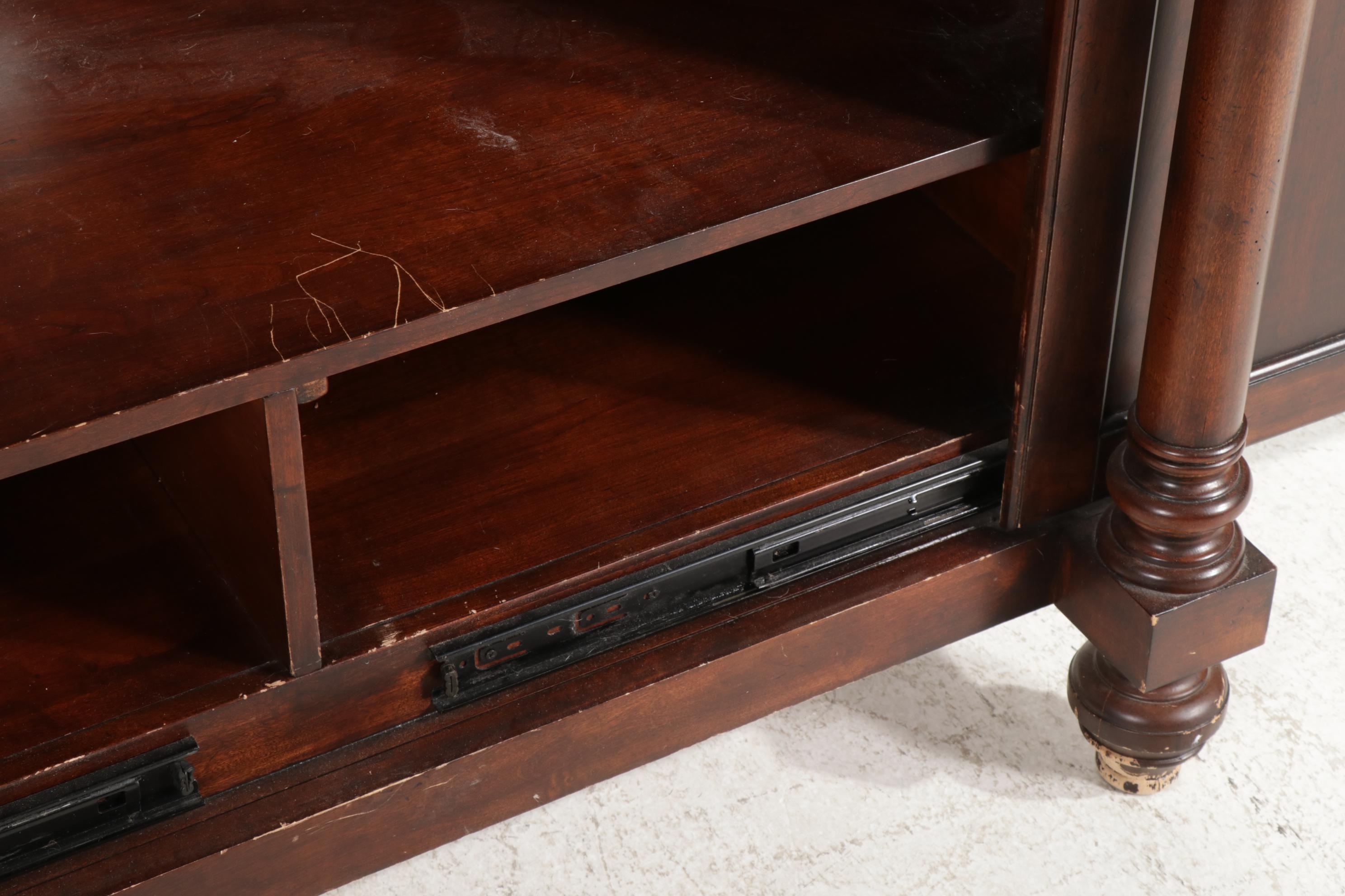 Neoclassical Style Mahogany Finish Television Cabinet