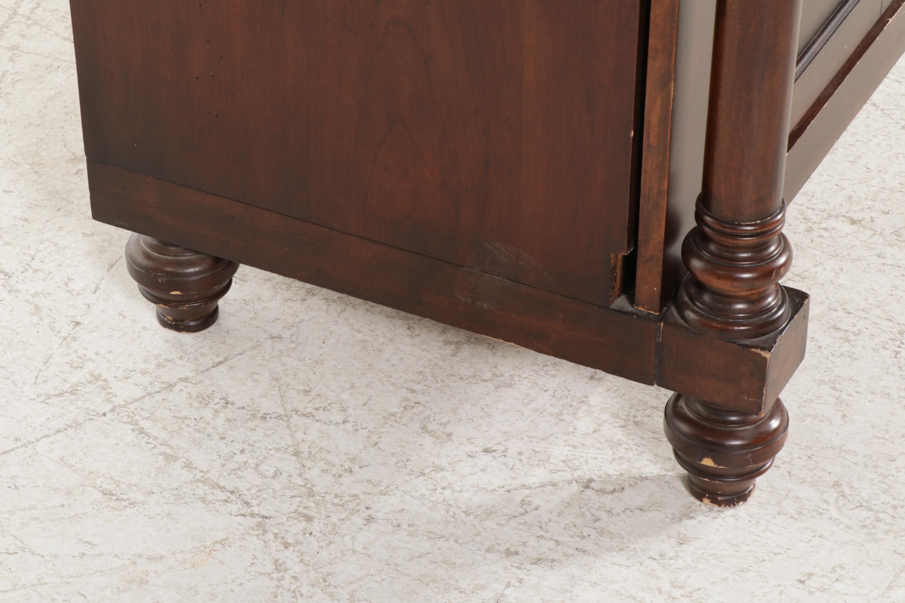 Neoclassical Style Mahogany Finish Television Cabinet