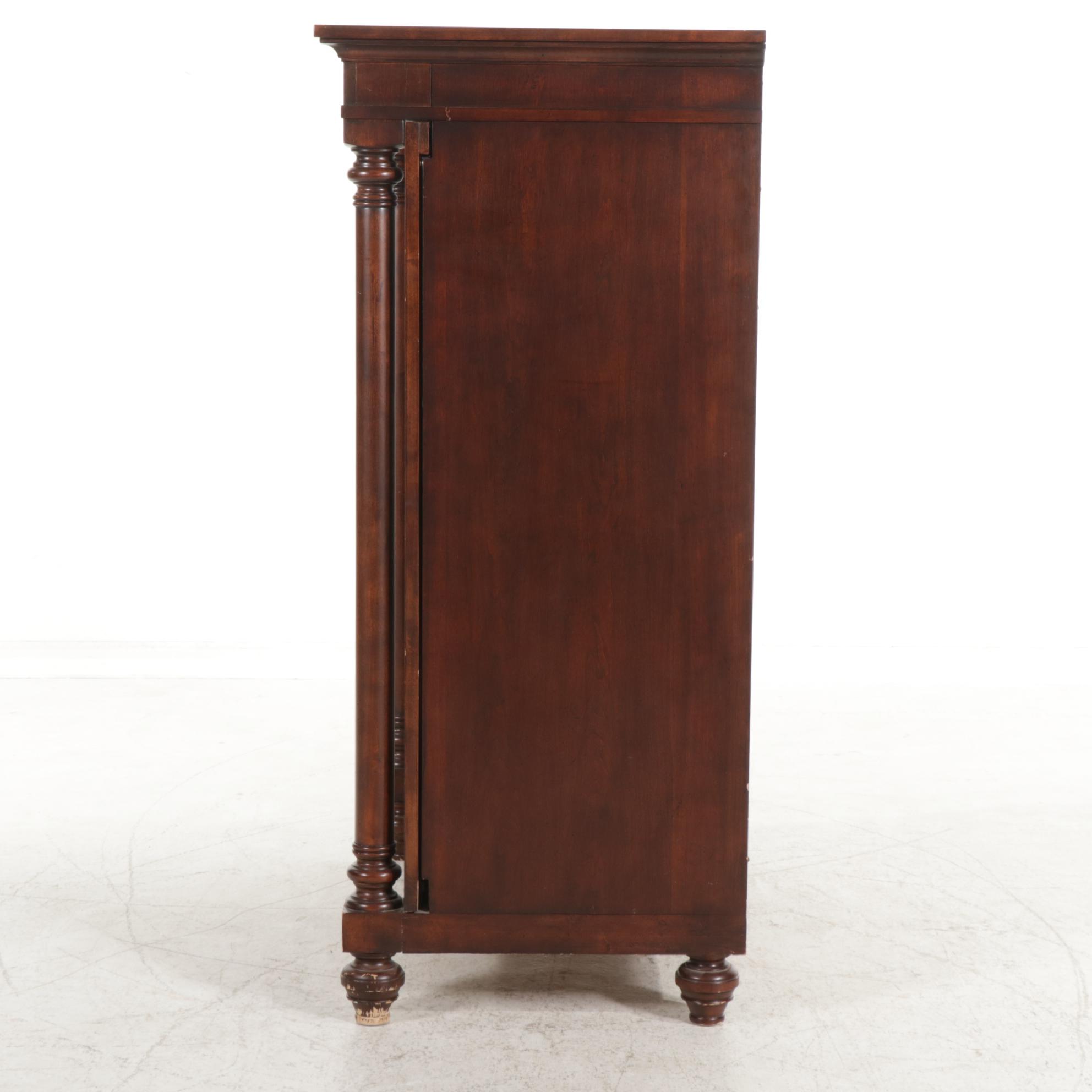 Neoclassical Style Mahogany Finish Television Cabinet