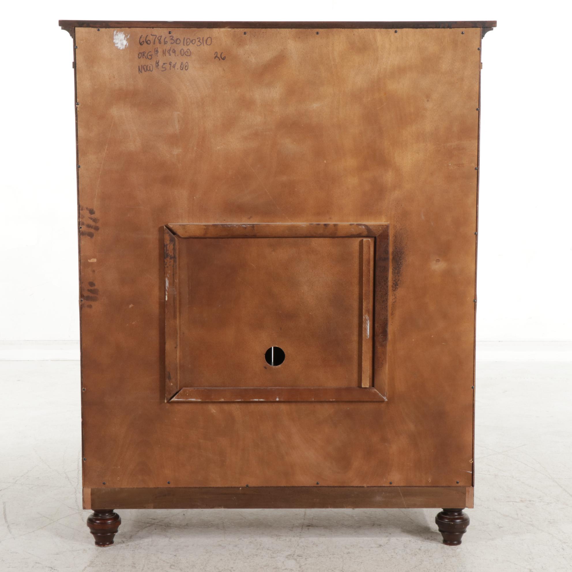 Neoclassical Style Mahogany Finish Television Cabinet