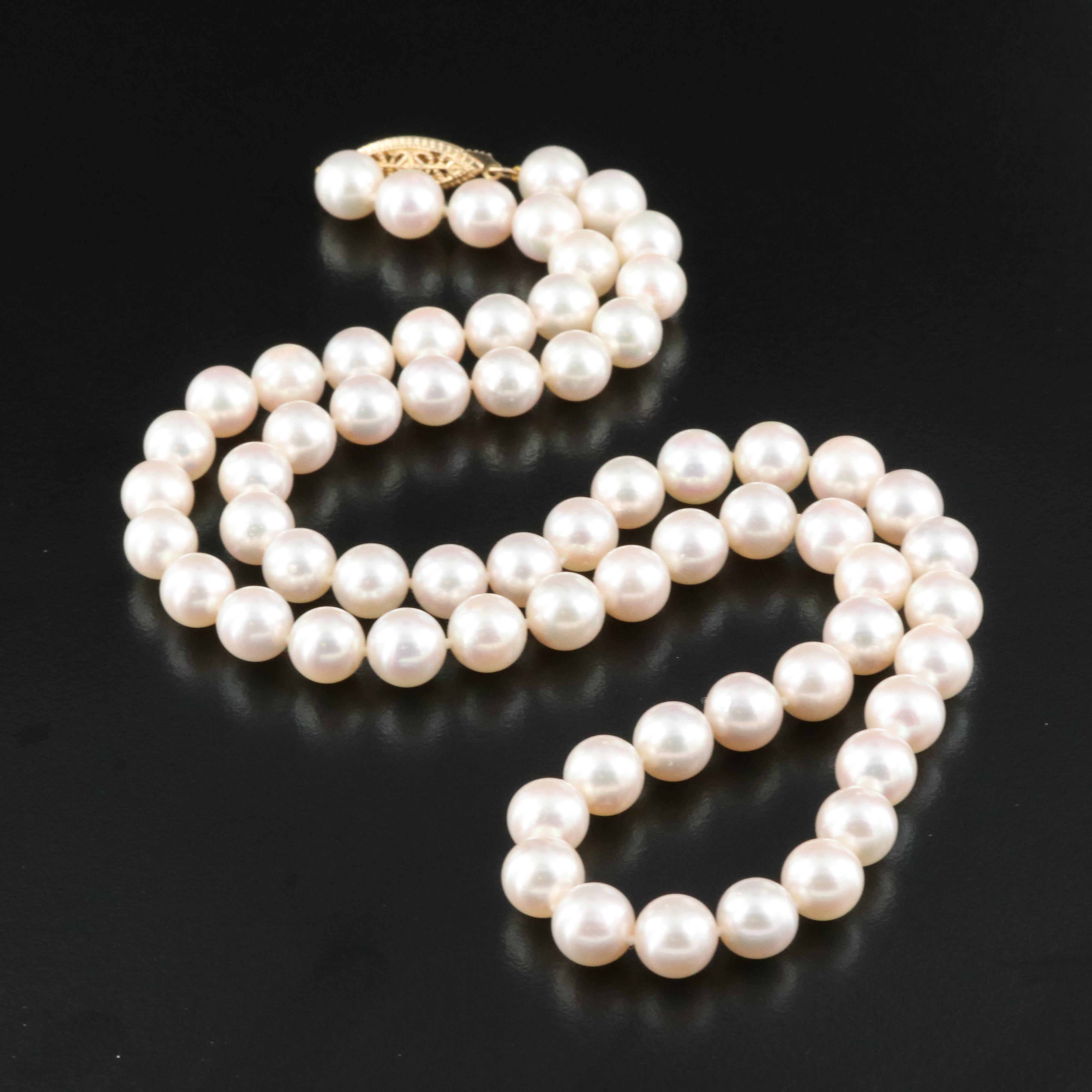 Pearl Necklace with 14K Clasp