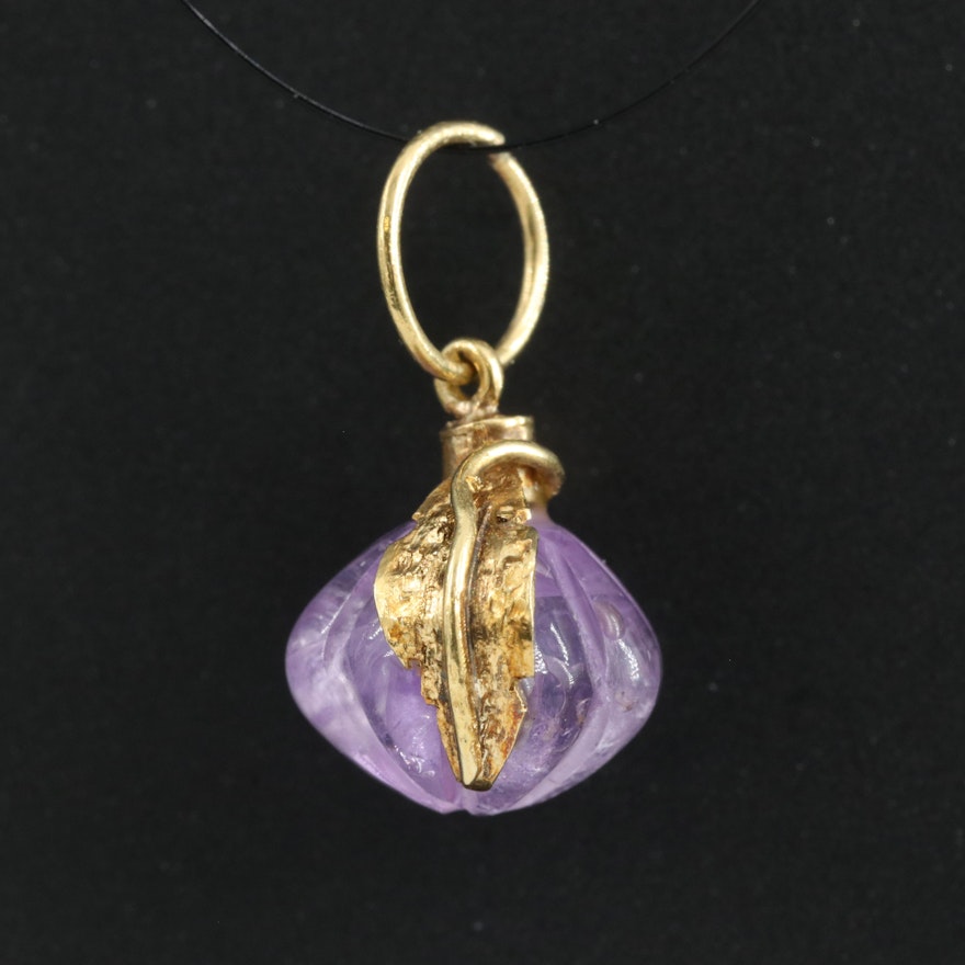 18K Amethyst Fig Charm