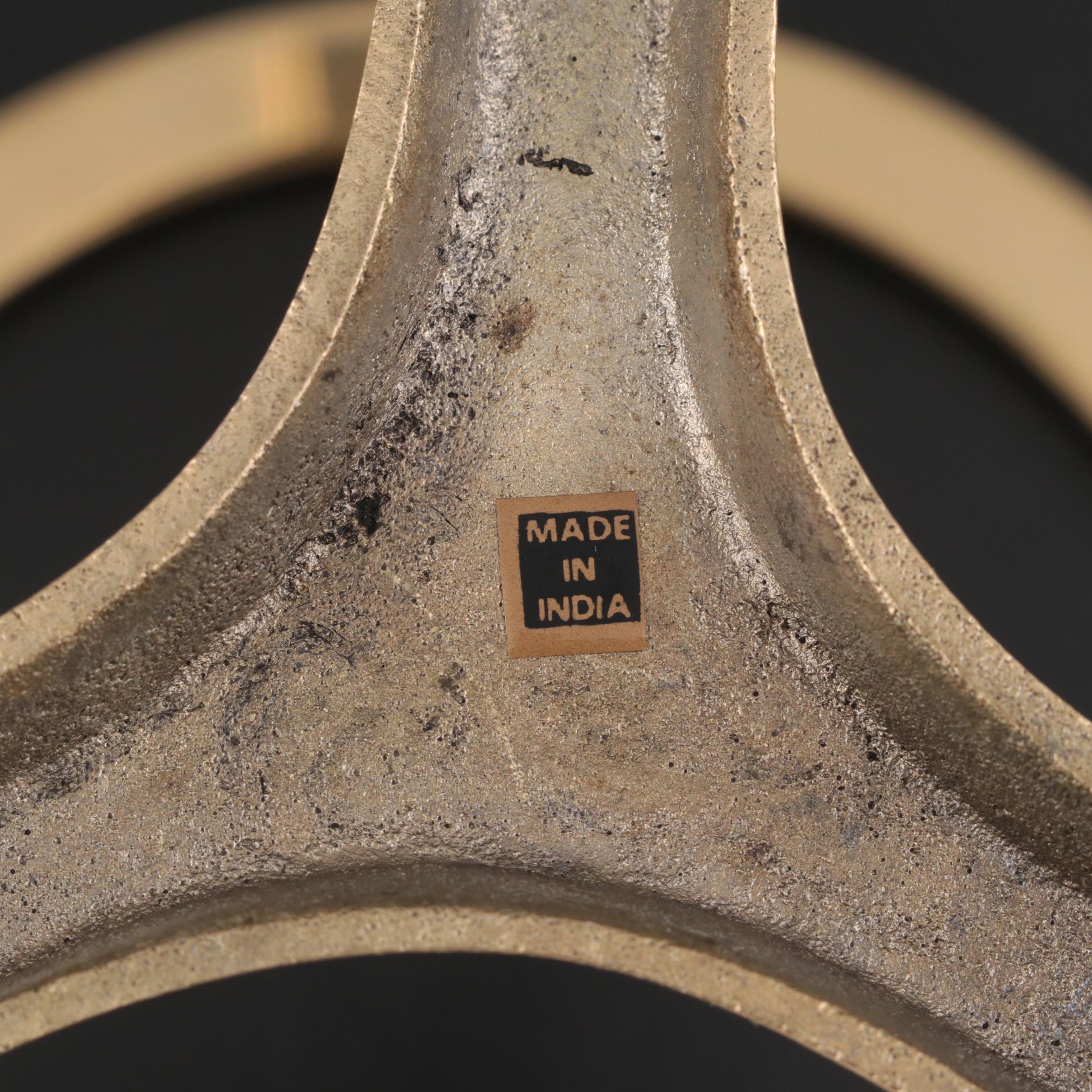 Fenton "Lifestyles" Iridescent Art Glass Leaf-Shaped Bowl with Brass Stand