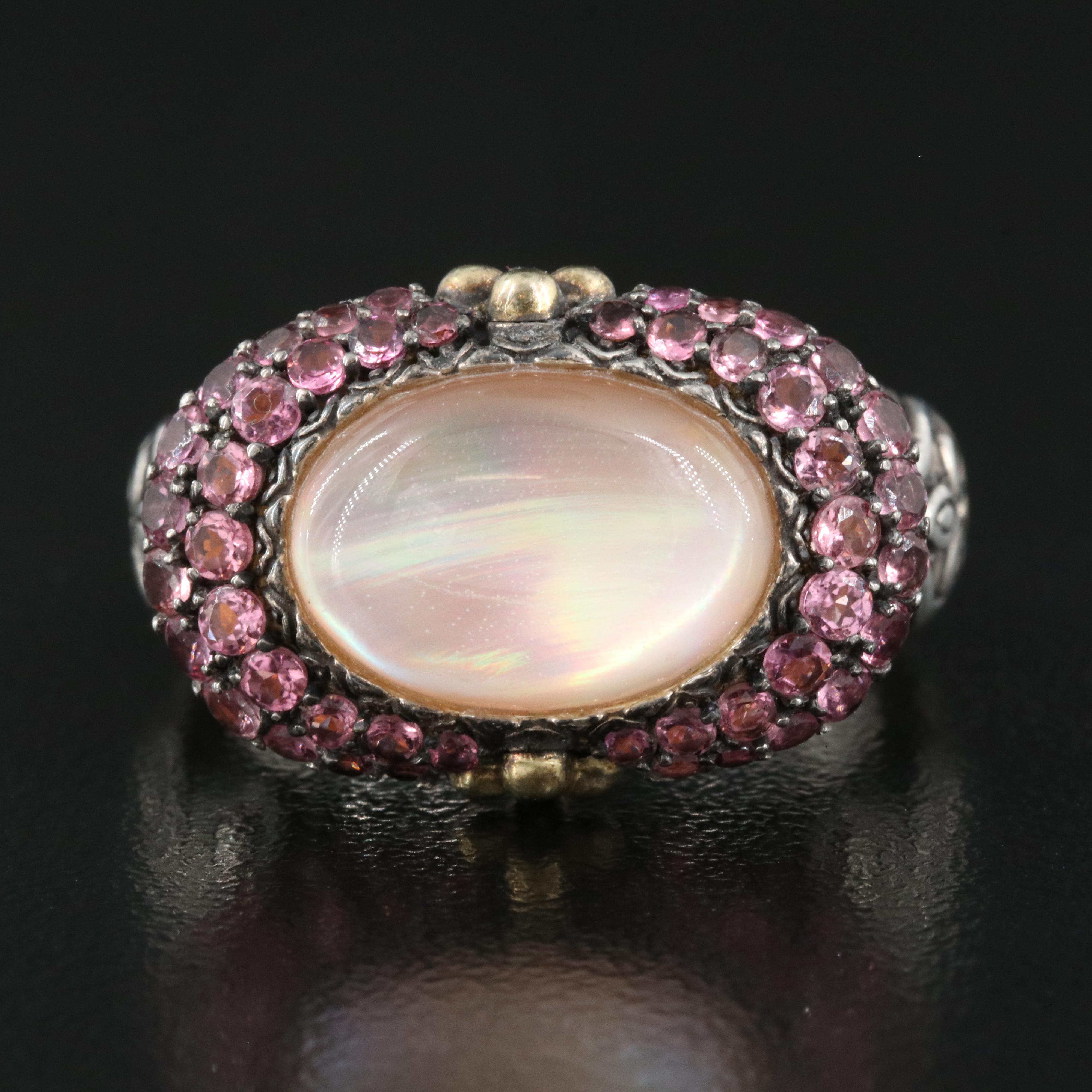 Barbara Bixby Quartz Mother-of-Pearl Doublet and Tourmaline Ring with 18K Accent