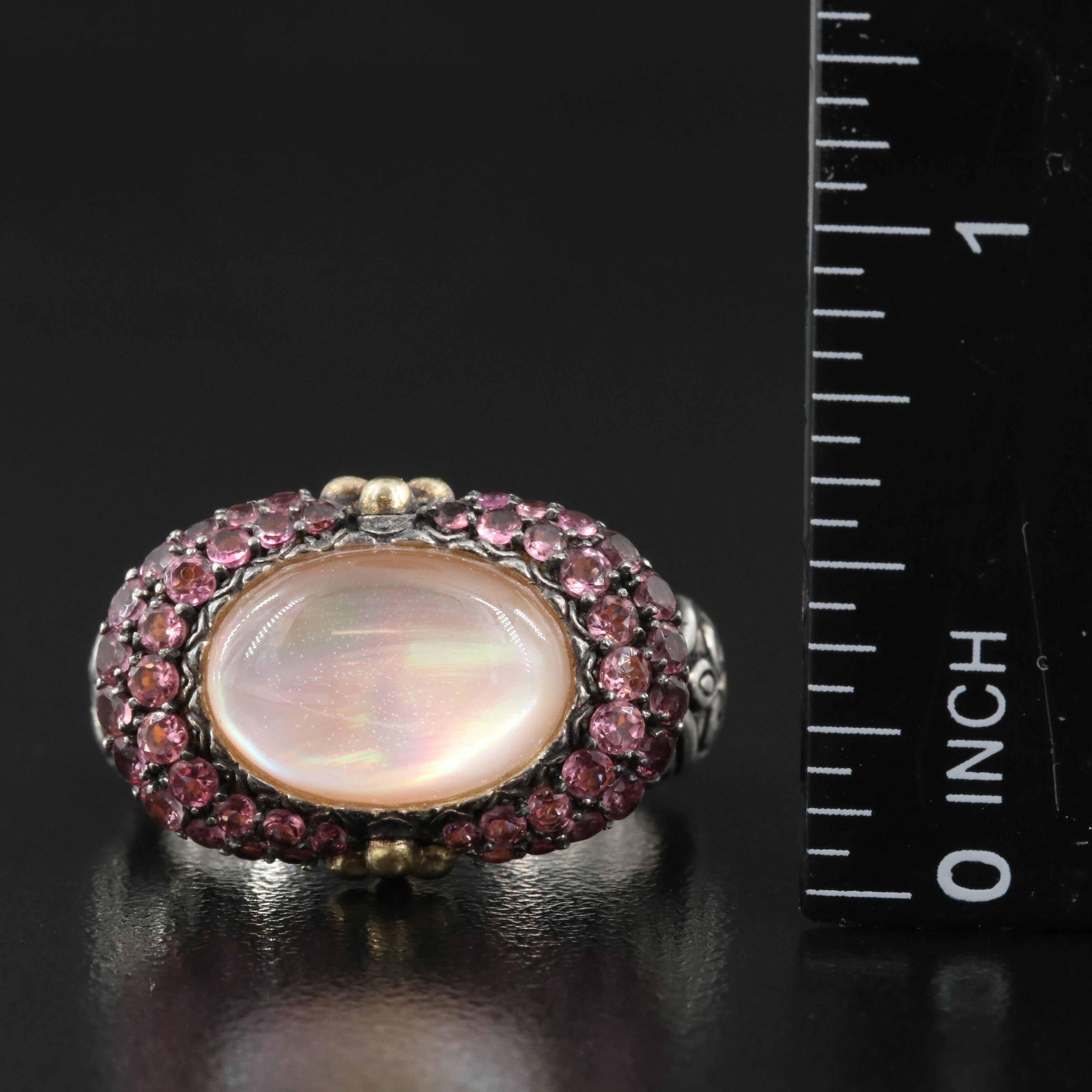 Barbara Bixby Quartz Mother-of-Pearl Doublet and Tourmaline Ring with 18K Accent