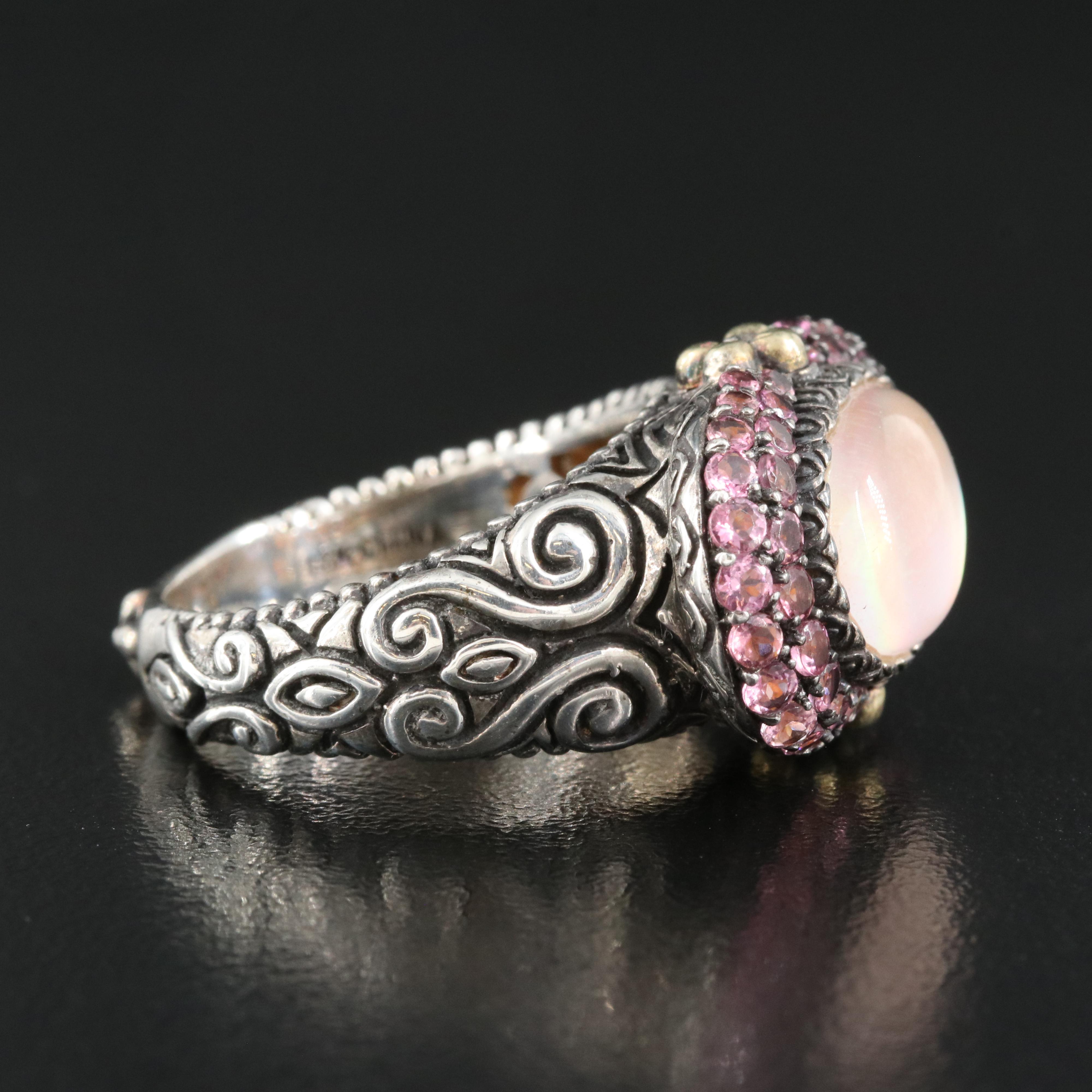 Barbara Bixby Quartz Mother-of-Pearl Doublet and Tourmaline Ring with 18K Accent