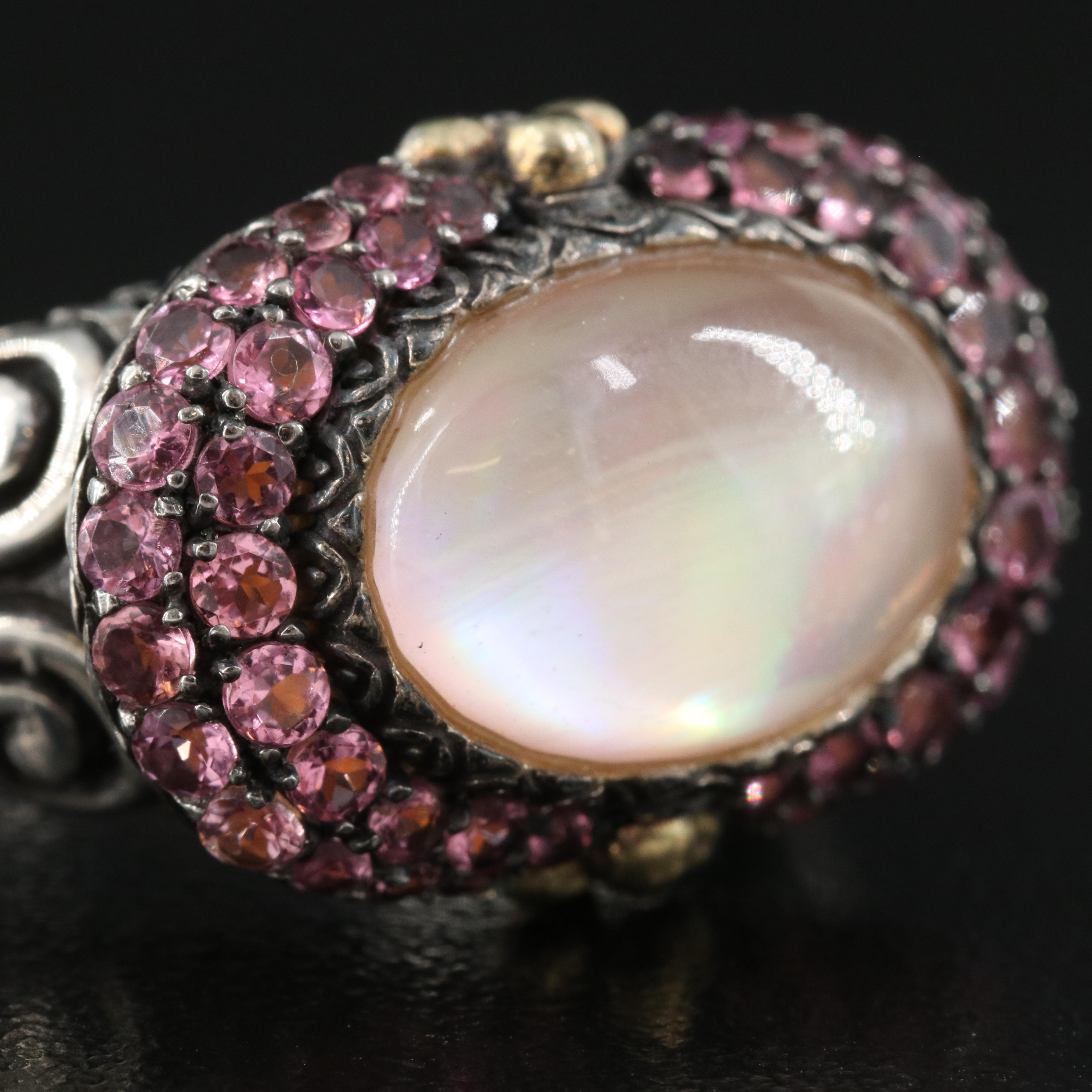 Barbara Bixby Quartz Mother-of-Pearl Doublet and Tourmaline Ring with 18K Accent